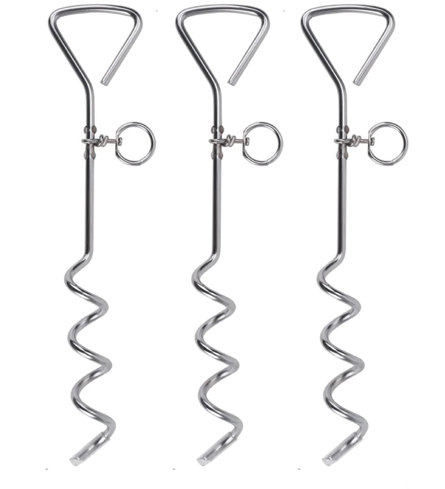 16" Heavy Duty Ground Spike Stake (41cm) Dog Chains for outside Dog Tie Out Cable Steel Spiral Dog Tether Outdoor Dog Camping Accessories (Stake Only) (3 Pack) - Buy Online on SooperMarket.com