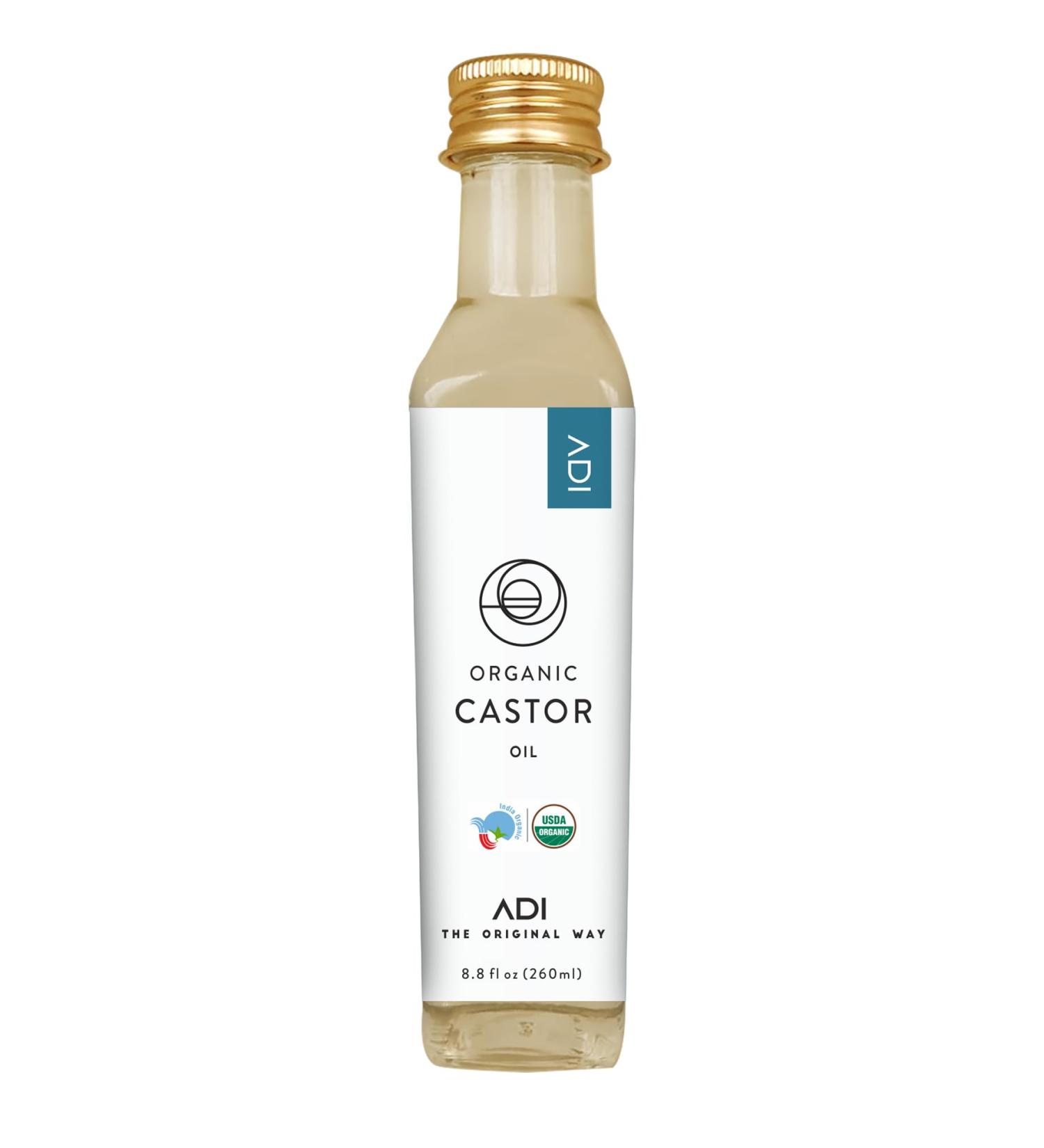 ADI USDA Certified Organic Castor Oil - Boost Hair Growth for Thicker Hair Lashes & Eyebrows | 8.8 fl oz - International Shipping Available - Buy Online on SooperMarket.com