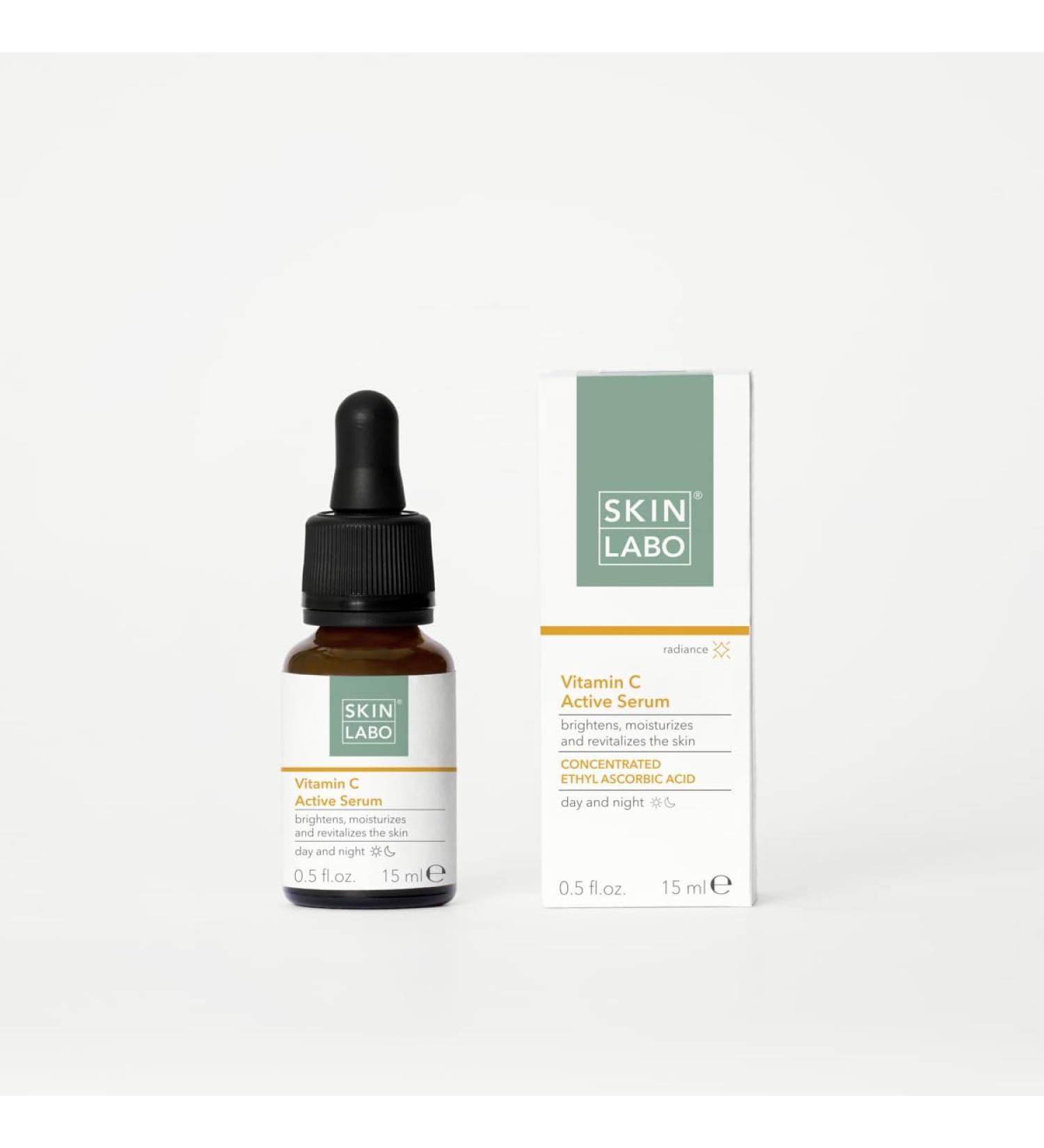 SkinLabo - Vitamin C Active Serum Brightening Moisturising and Revitalising Action Reduces Signs of Ageing with Ethyl- Ascorbic Acid - 15 ml - Buy Online on SooperMarket.com