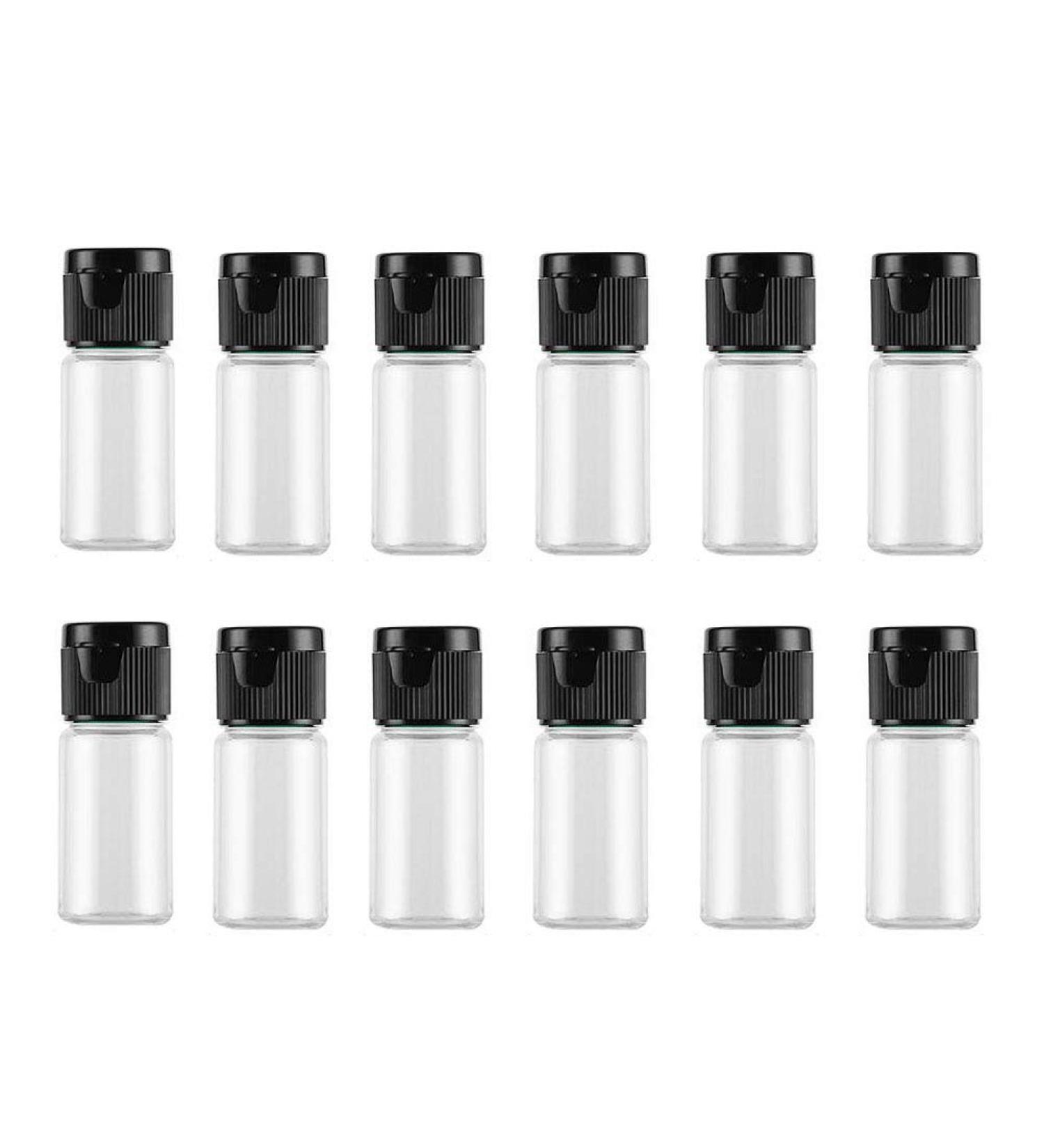 12 x 10ml Empty Plastic Bottles with Flip-Top Lid - Ideal for Softener Water Shower Gel & Emulsion - Black Lid - Buy Online on SooperMarket.com