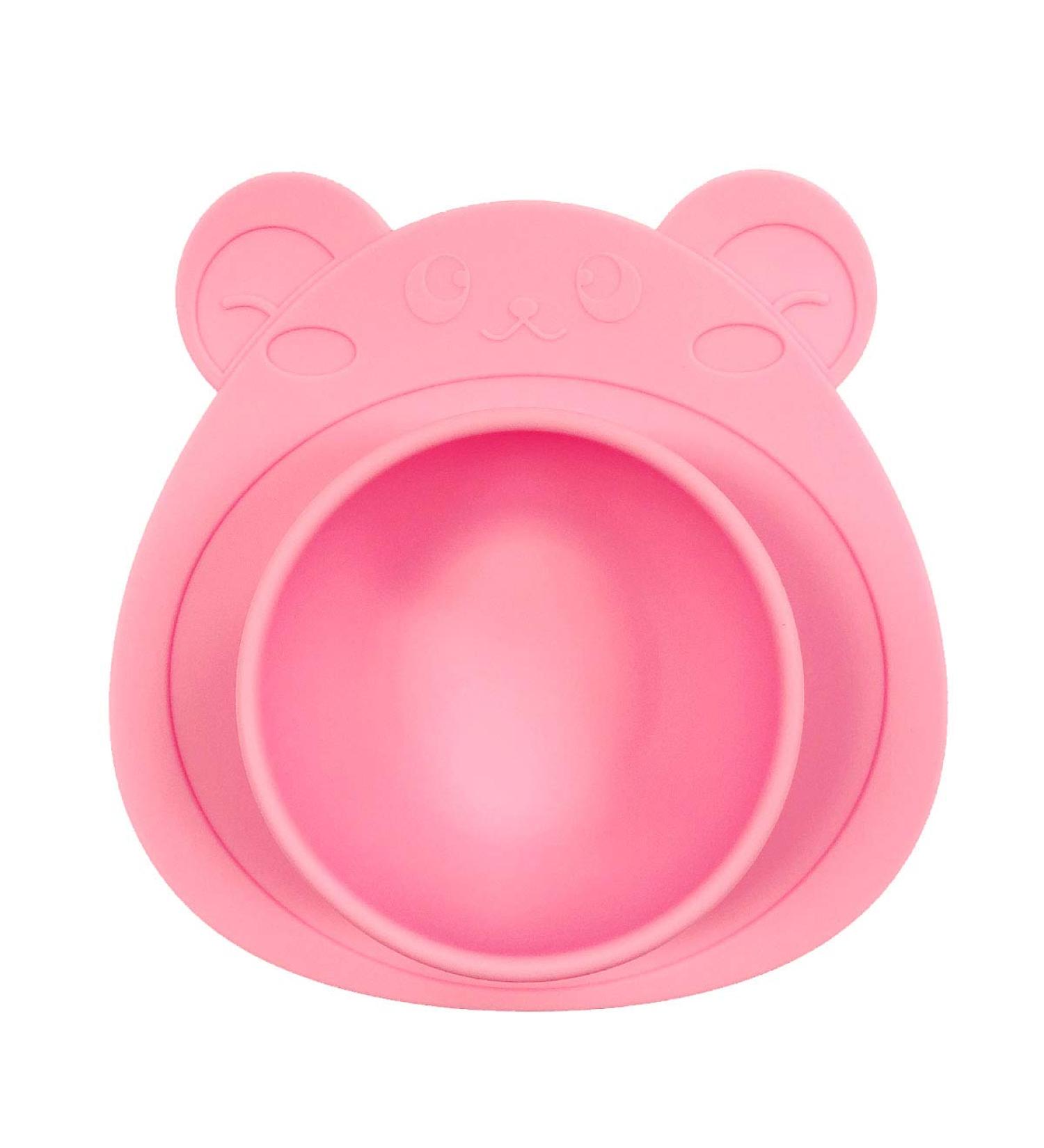 Wrapables Silicone Placemat & Suction Food Bowl Set for Baby - Pink Bear (Large) - Buy Online on SooperMarket.com