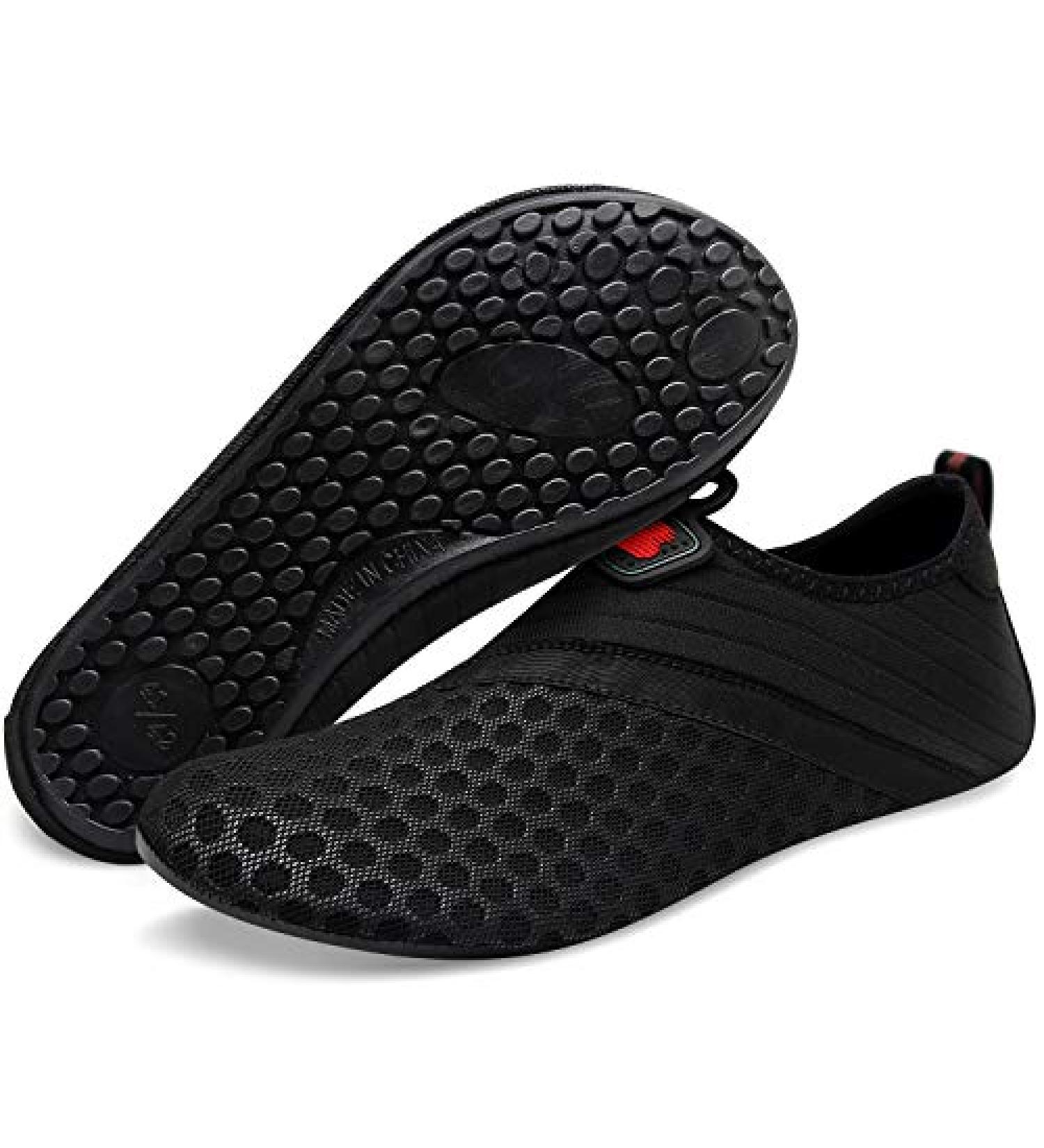 BARERUN Barefoot Quick-Dry Water Sports Shoes Aqua Socks | Black Holes | Women 14-15/Men 12-13 - Buy Online on SooperMarket.com