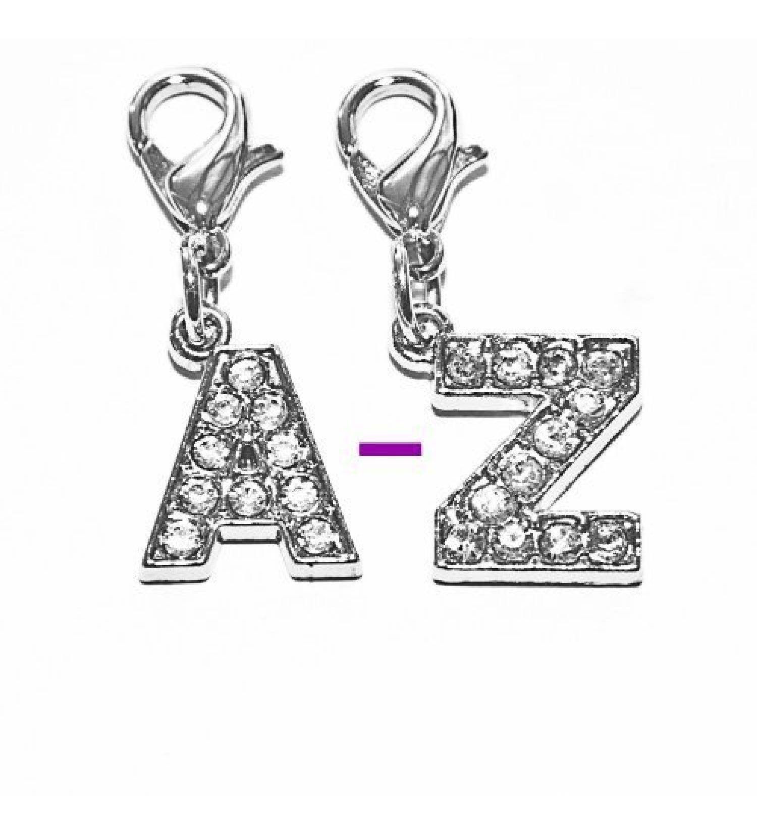 Diamante Bling Clip On Alphabet Letter Charm (S)