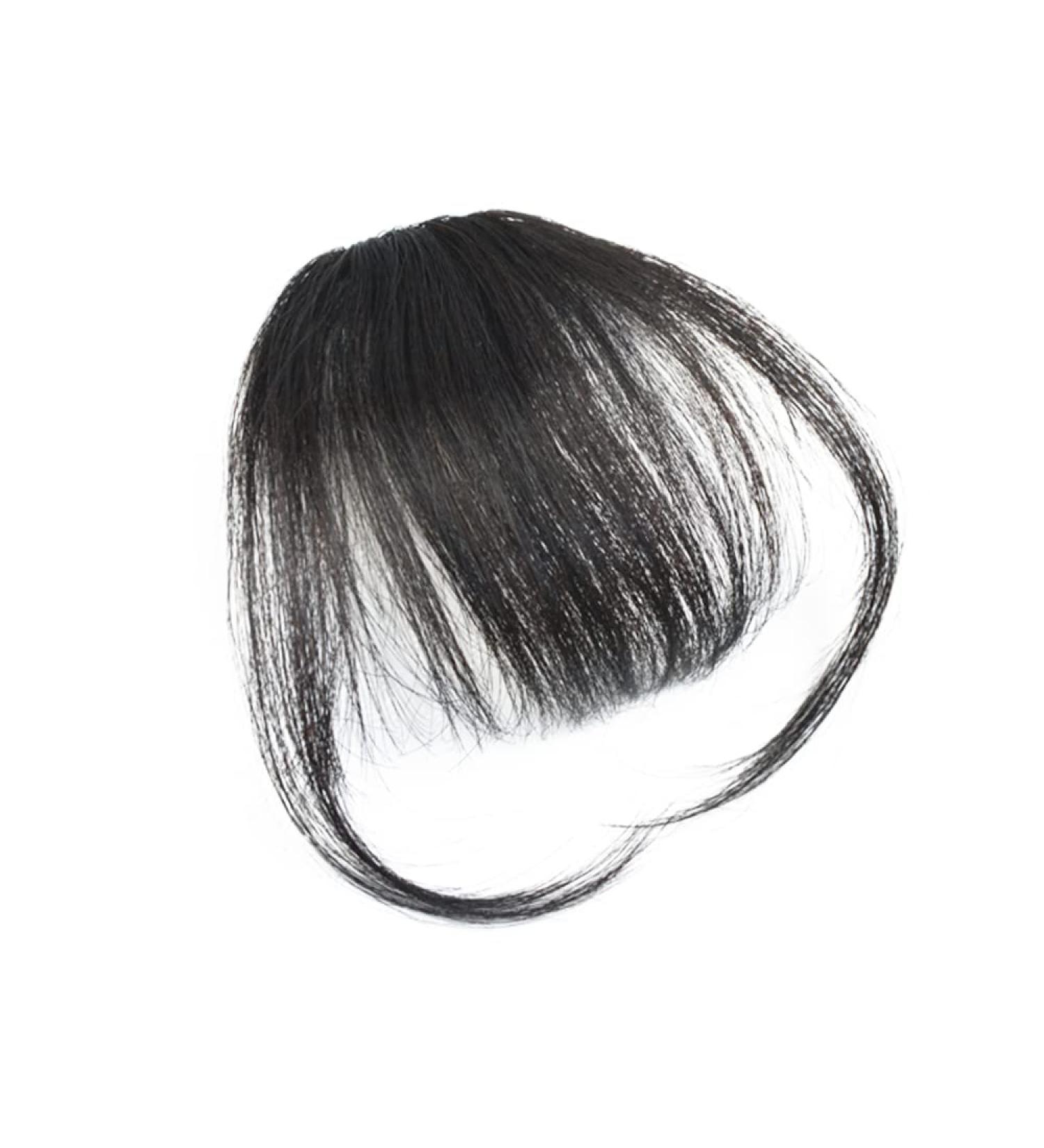 Hair Clip in Bangs Wispy Human Hair Bangs Hairpieces for Women Fringe Neat Faker Bangs with Temples Hairpieces for Party and Daily Wear(Air Bangs Natural Black) Air Bangs Natural black - Buy Online on SooperMarket.com
