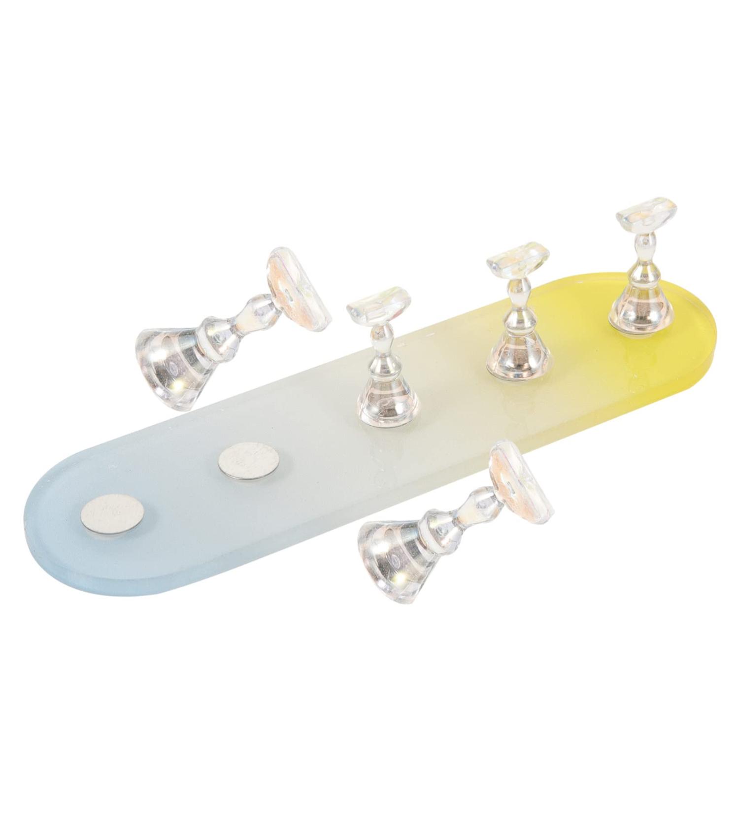 COOLHIYA 1 Set nail practice holder gradient rainbow nail stan training nail stands nail art organiser nail painting stand nail decor nail stands for nail art plastic Acrylic oval Yellow Blue 12.8x3.7cm - Buy Online on SooperMarket.com