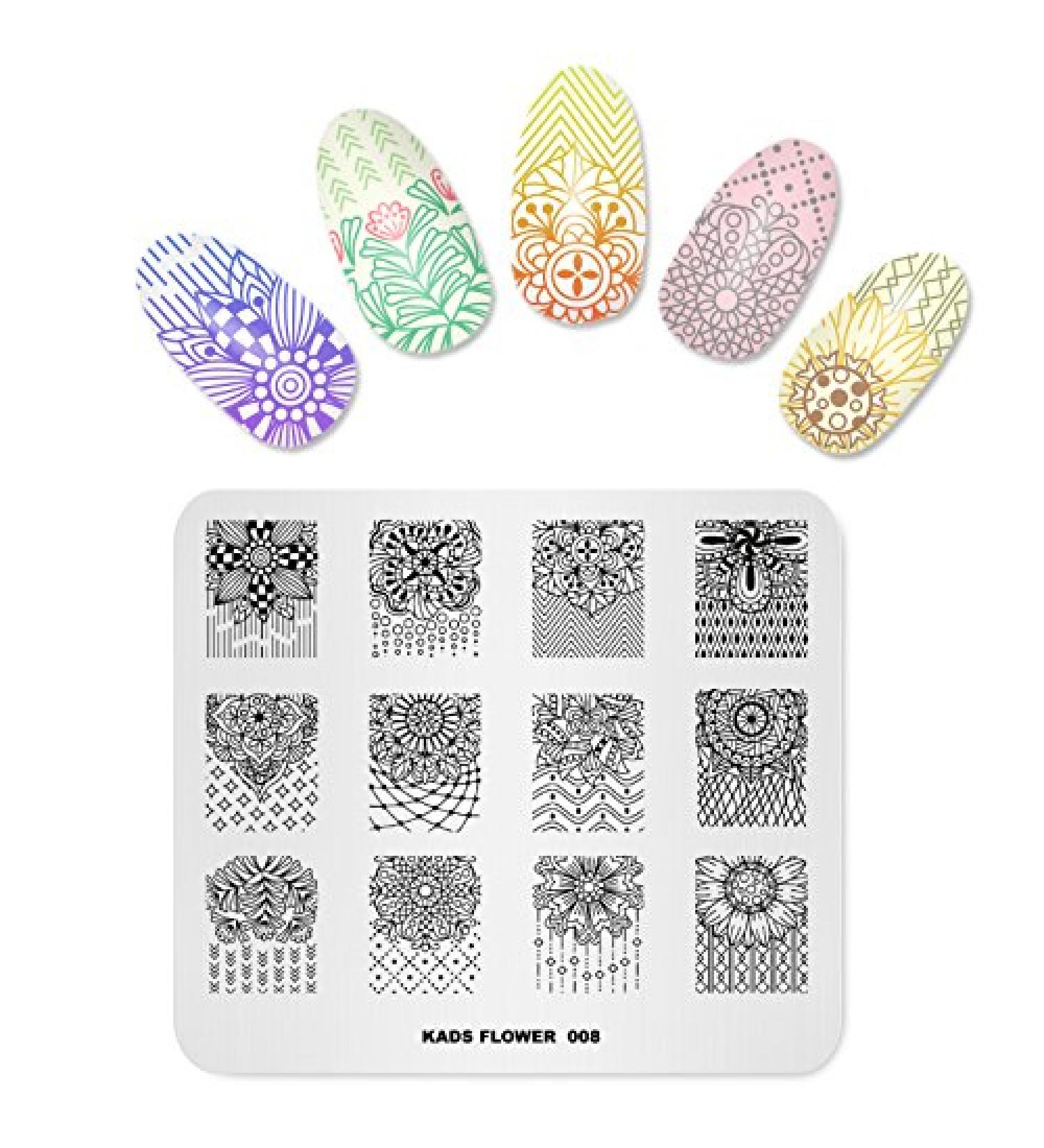 Alexnailart FL008 Nail Art Stamping Plate with Flower Design - Nail Art Tools - Buy Online on SooperMarket.com