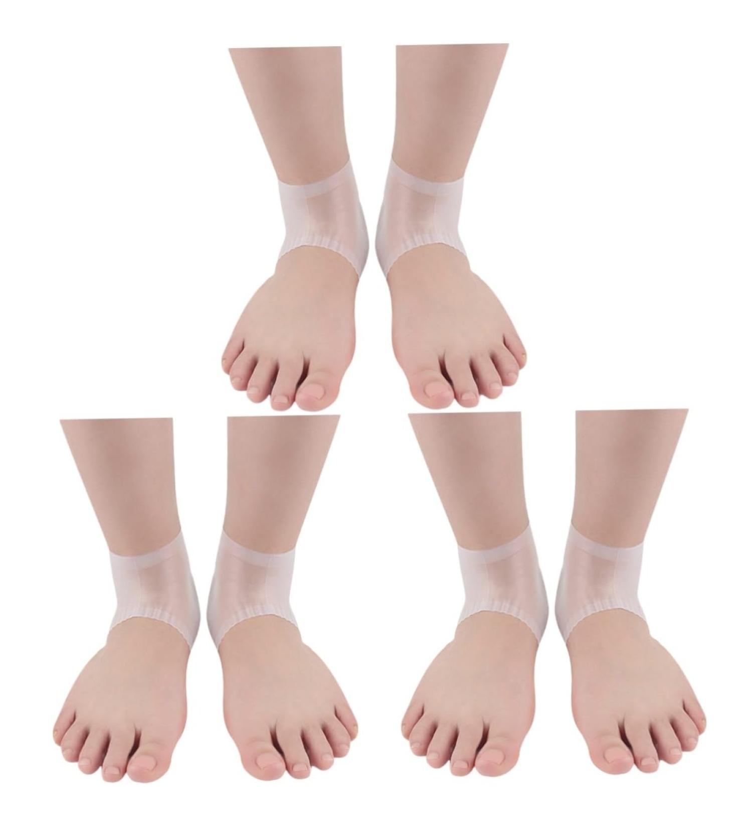 minkissy 3 Pairs Heel Soreness Relief Cushion Sleeves Shoe Inserts Silica Protective Sleeve Pedicure Heel Crack Men and Women White Soft - Buy Online on SooperMarket.com