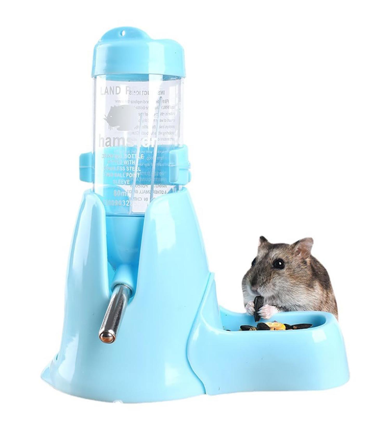 Hamster Water Bottle 80ml Hamster Water Dispenser Free Standing Small Animal Water Bottle with Stand Hut Automatic Feeder and Food Dispenser Holder for Rabbit Guinea Pig Rat Gerbil Chinchilla - Buy Online on SooperMarket.com