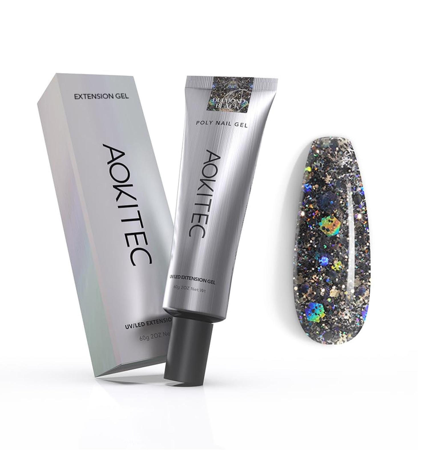 Buy Aokitec 60ml Nail Extension Gel - UV & Acrylic Nail Design Gel for Salon & DIY - Diamond Black - Buy Online on SooperMarket.com