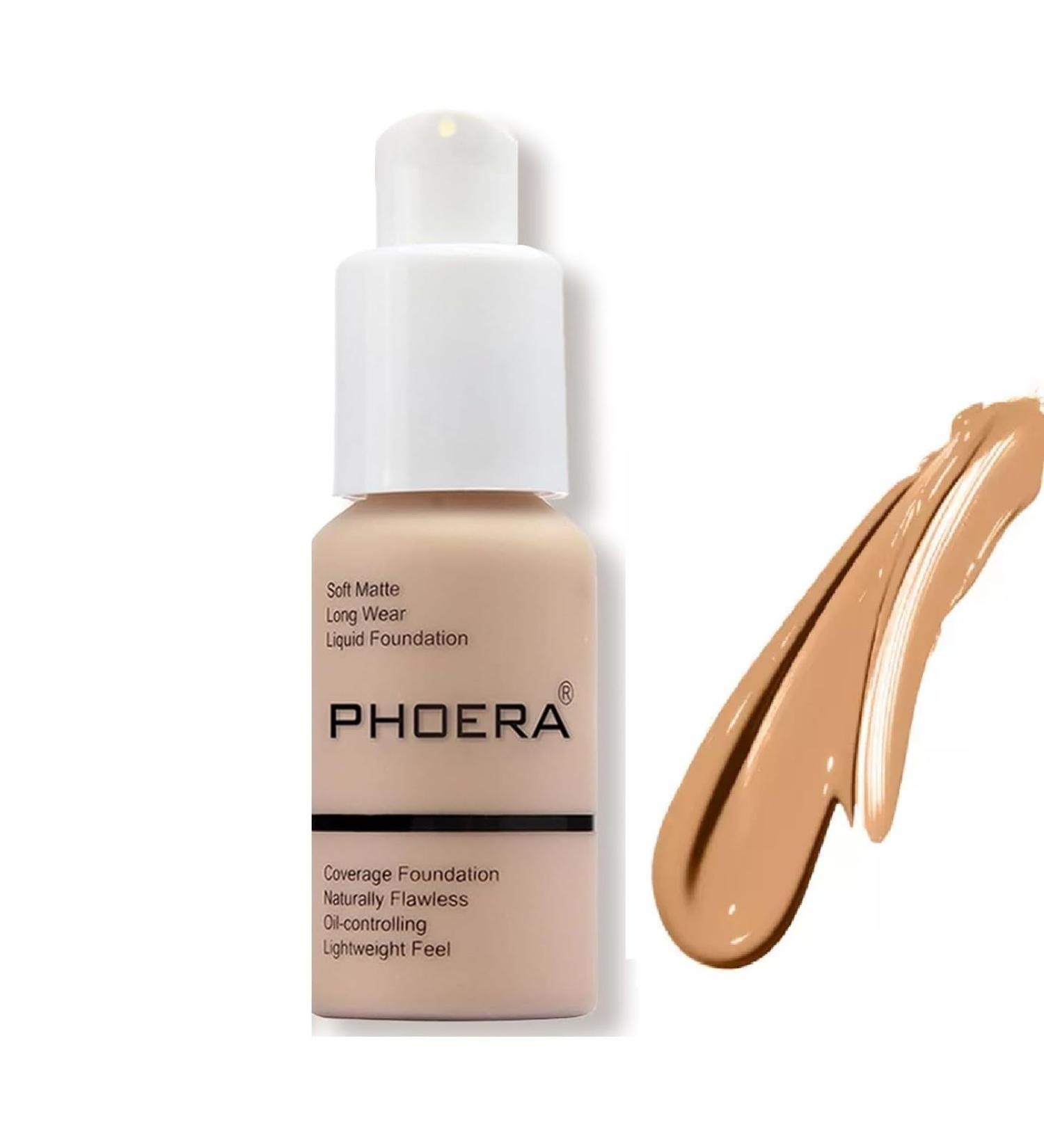 Phooera Fulll Coverage Liquid foundation Matte Finish Concealer Long wear 24hrs Oil Controlling Naturally Flawless Lightweigt Feel Buildable (105 SAND) - Buy Online on SooperMarket.com