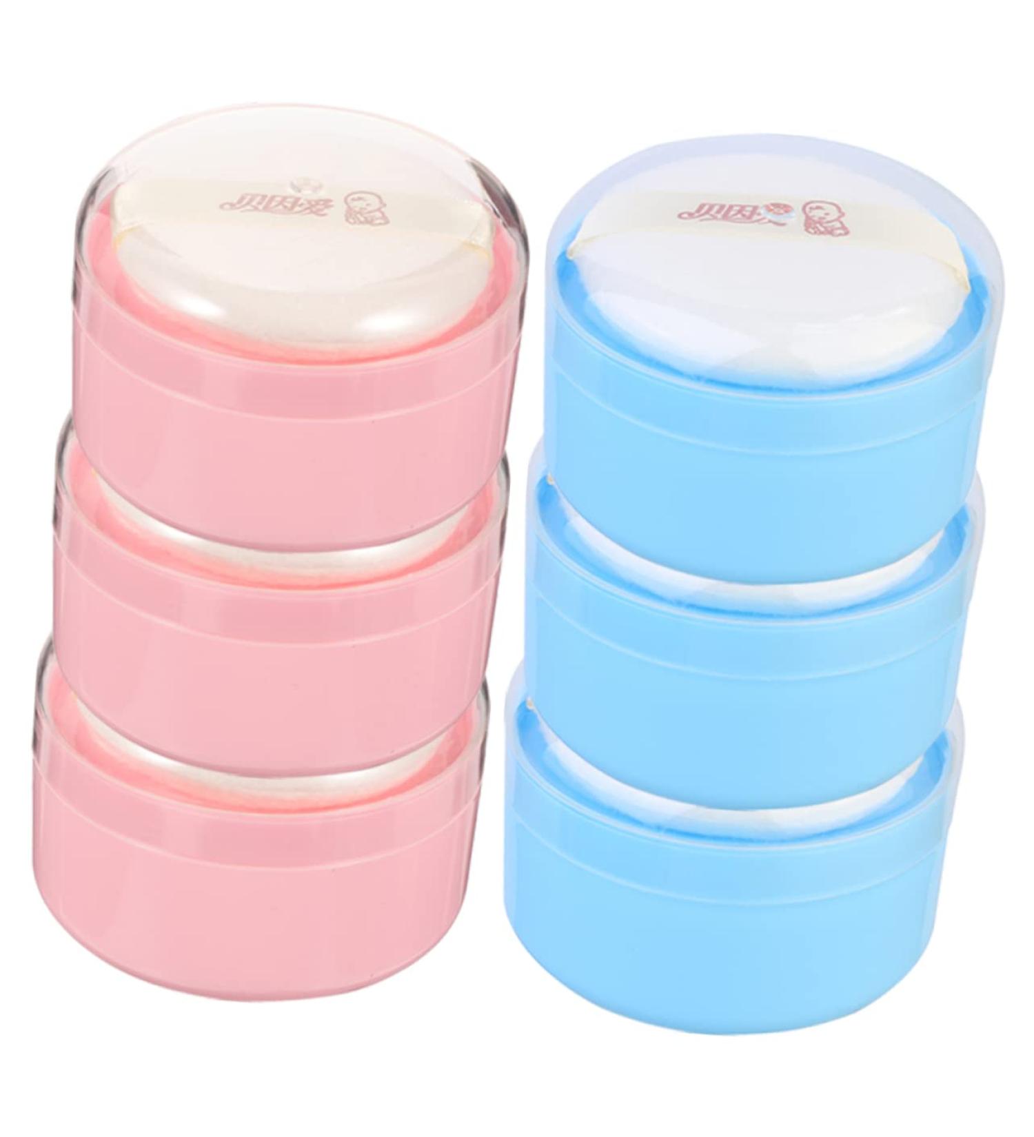 GAFOKI 6pcs Body Powder Puff Set - Travel Dispenser with Assorted Color Puffs - Buy Online on SooperMarket.com