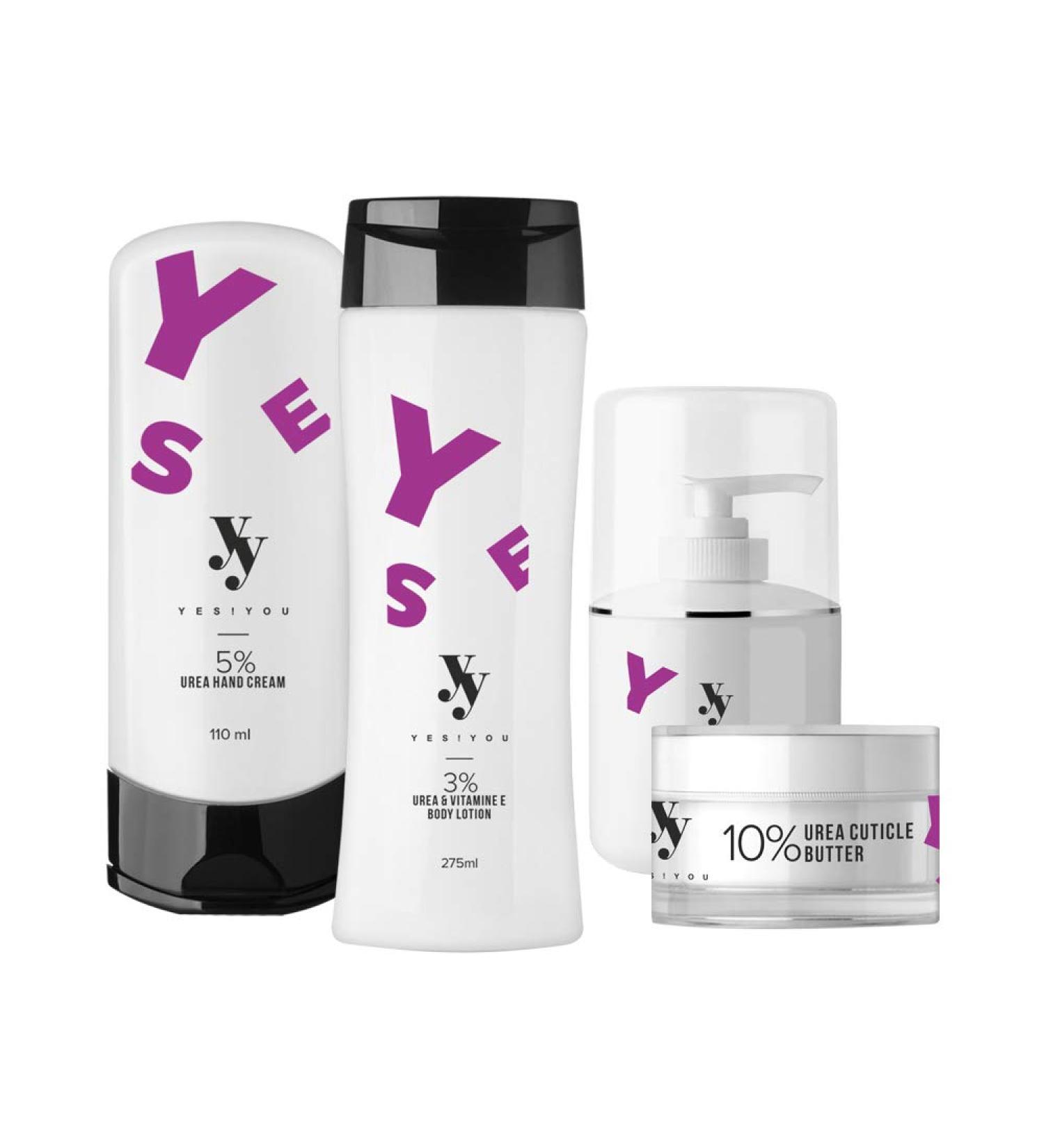YES!YOU Urea Body Care Set - Moisturizing Hand Cream Foot Cream Body Lotion & Cuticle Butter for Intense Hydration | International Shipping Available - Buy Online on SooperMarket.com