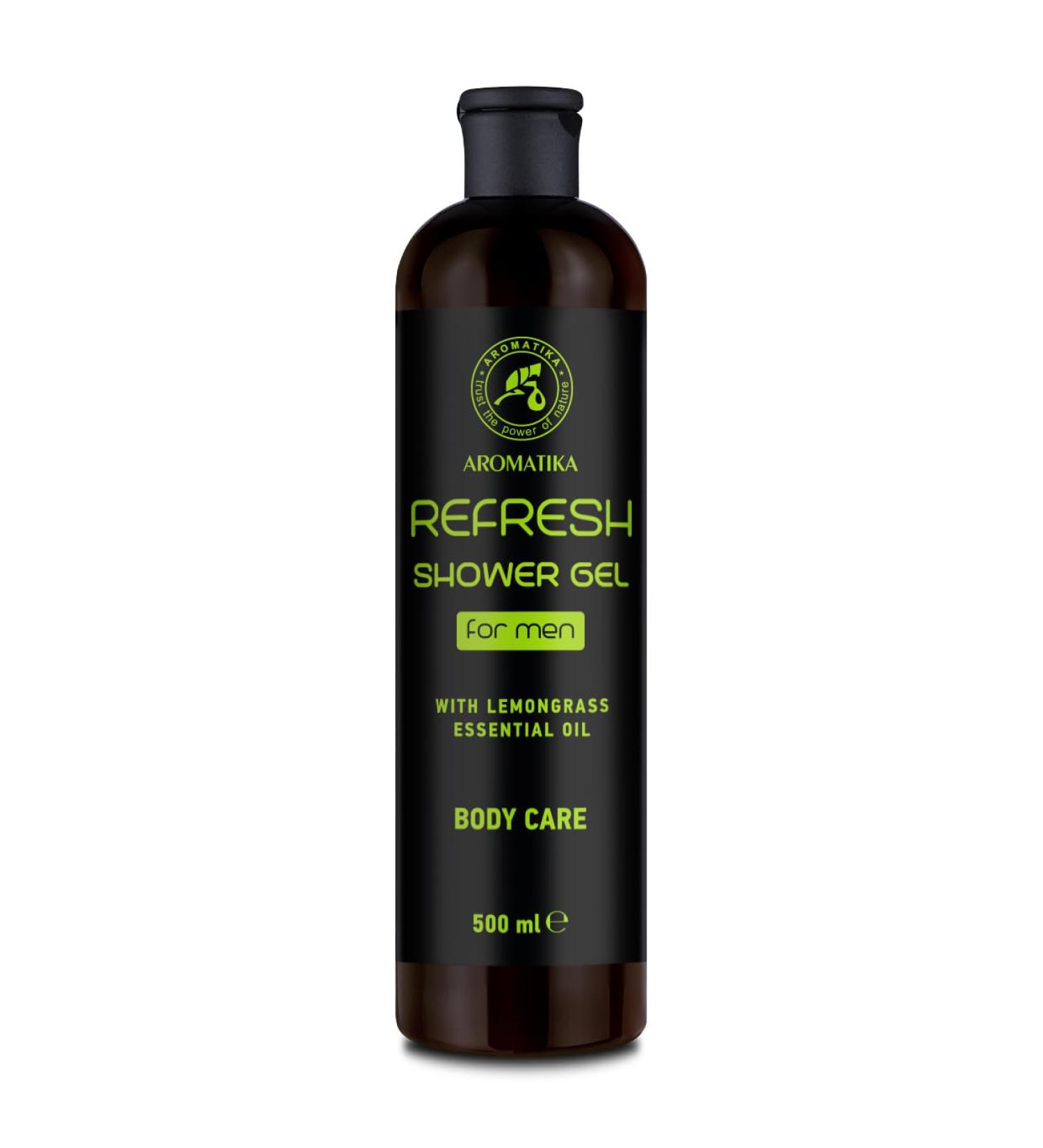 Shower Gel Refresh 500ml - Shower Gel for Men - Gel with Lemongrass Essential Oil - Skin Care - Body Care - Cleansing and Care - Fresh Fragrance - Masculine Aroma - Body Wash for Him - Buy Online on SooperMarket.com