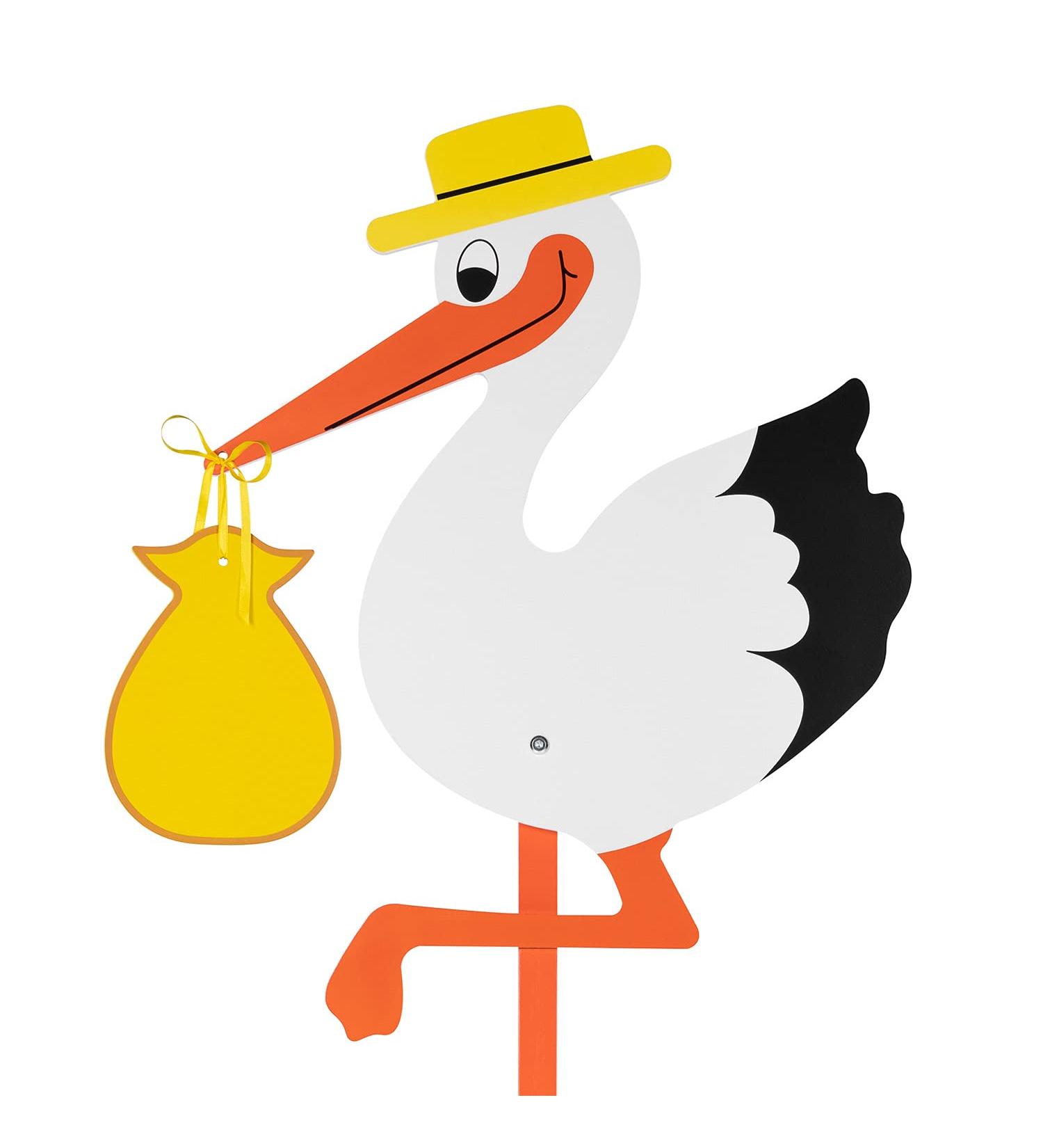 Theolino Storch Birth - Premium 150 cm Wooden Stork - Double-Sided Print - Unique Baby Gift for Birth - Perfect for Boys & Girls - Buy Online on SooperMarket.com