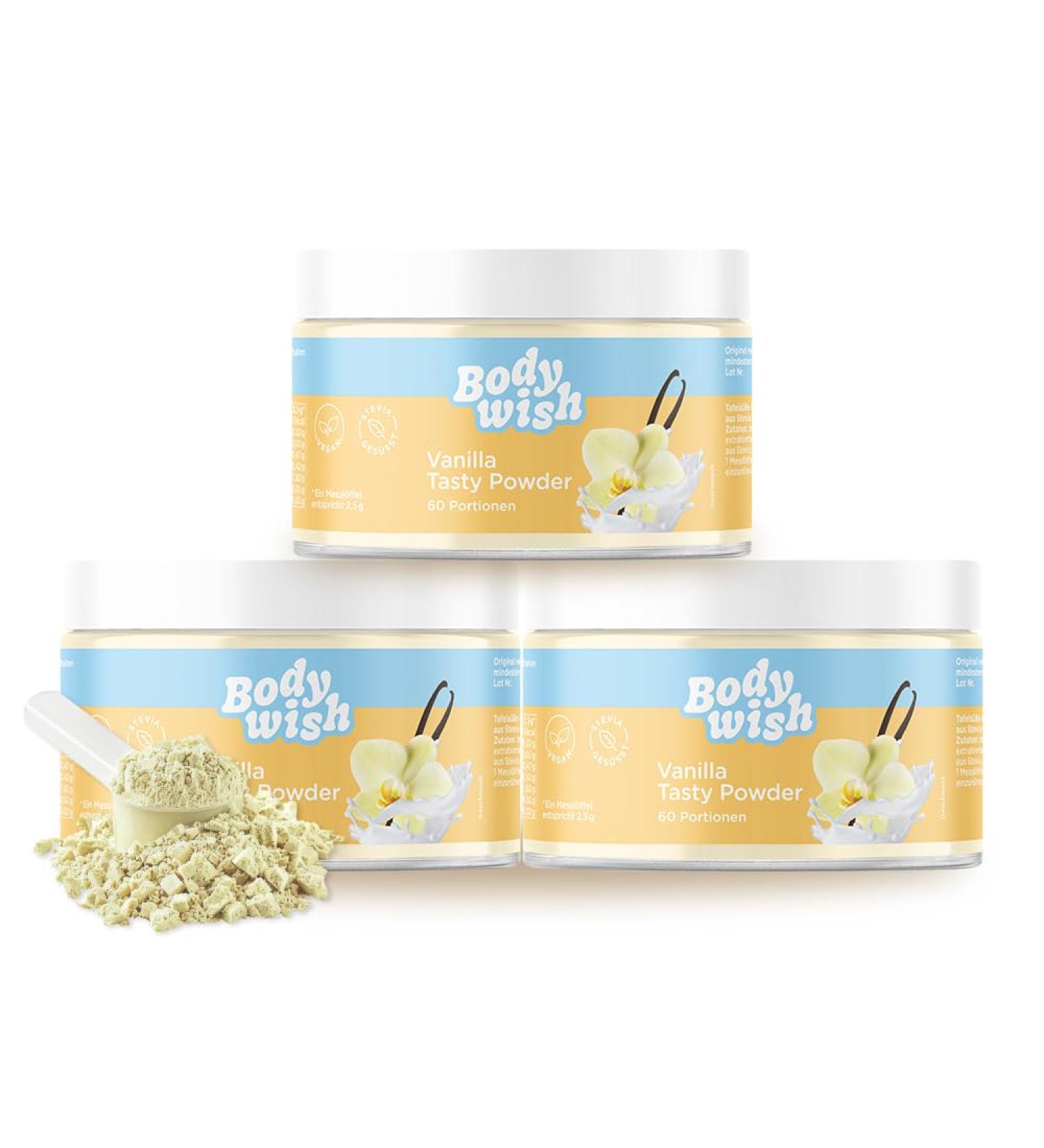 Bodywish Vanilla Tasty Powder | Low-Calorie Sugar Substitute | Natural Flavor | 3 x 150g - Buy Online on SooperMarket.com