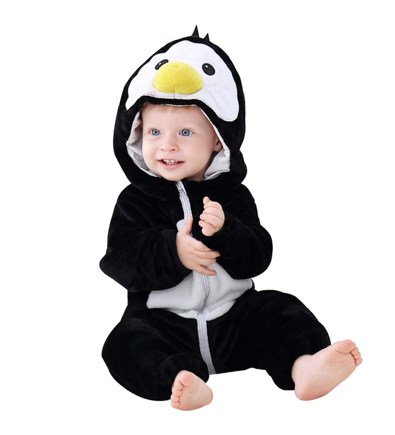 COOKY.D Unisex Winter Animal Hooded Baby Romper | Black Bird | 6-12 Months - Buy Online on SooperMarket.com