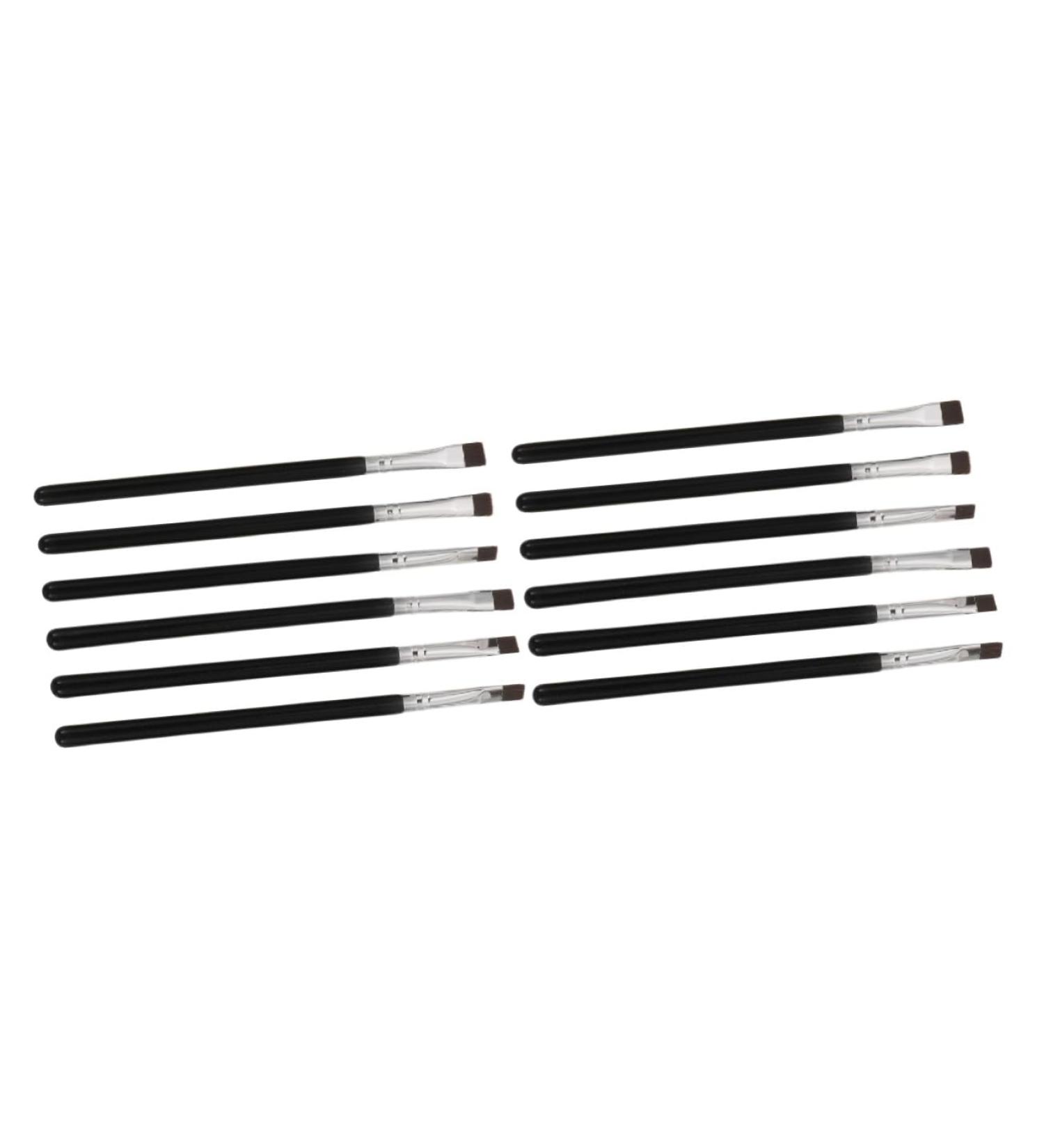 Baluue 12 Pcs Flat Eyebrow Brush Eyeliner Brush Cosmetics Tool Flat Concealer Brush Artificial Fiber Black - Buy Online on SooperMarket.com