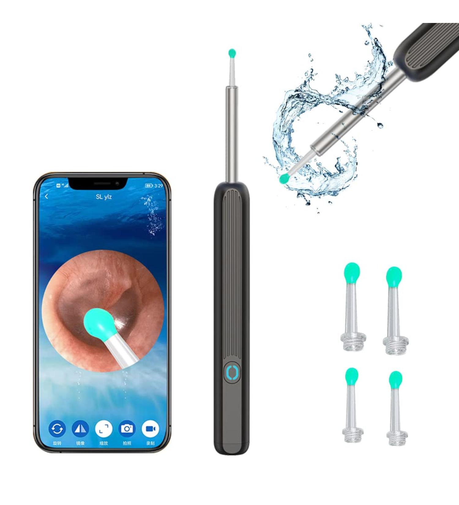 BTSEURY Rechargeable Wireless Visual Ear Cleaner - Ear Wax Remover Tool for Earwax Cleaning in Black - Buy Online on SooperMarket.com
