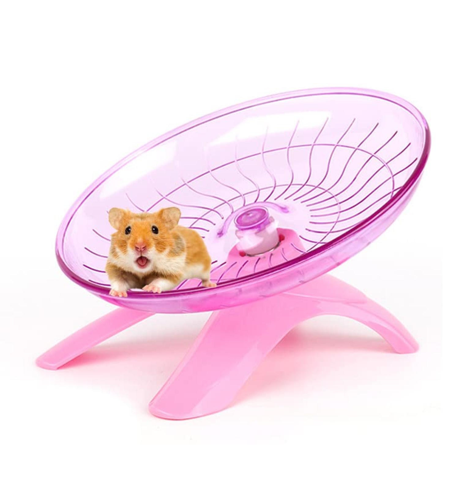 woojfcang Silent Hamster Wheel Flying Saucer Hamster Running Wheel for Syrian/Dwarf Hamster Gerbils Squirrels Guinea Pig Small Animals Pets Playing Toys Exercise Sports Wheel (Plastic Pink) - Buy Online on SooperMarket.com