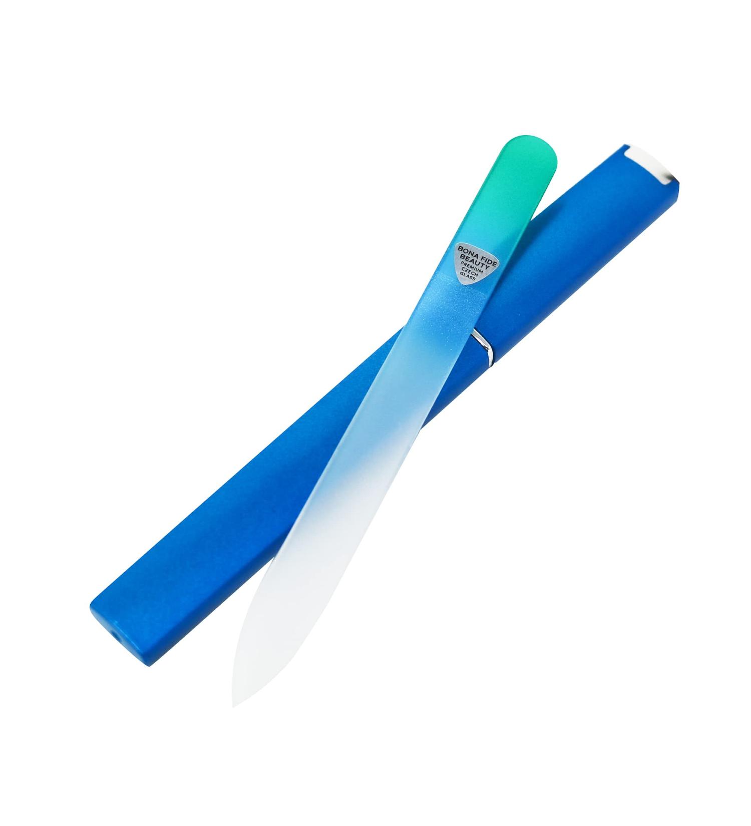 Premium Czech Glass Nail File with Case - Aqua - Smooth Finish Manicure Tool for Perfect Nails - 1 Count - Buy Online on SooperMarket.com