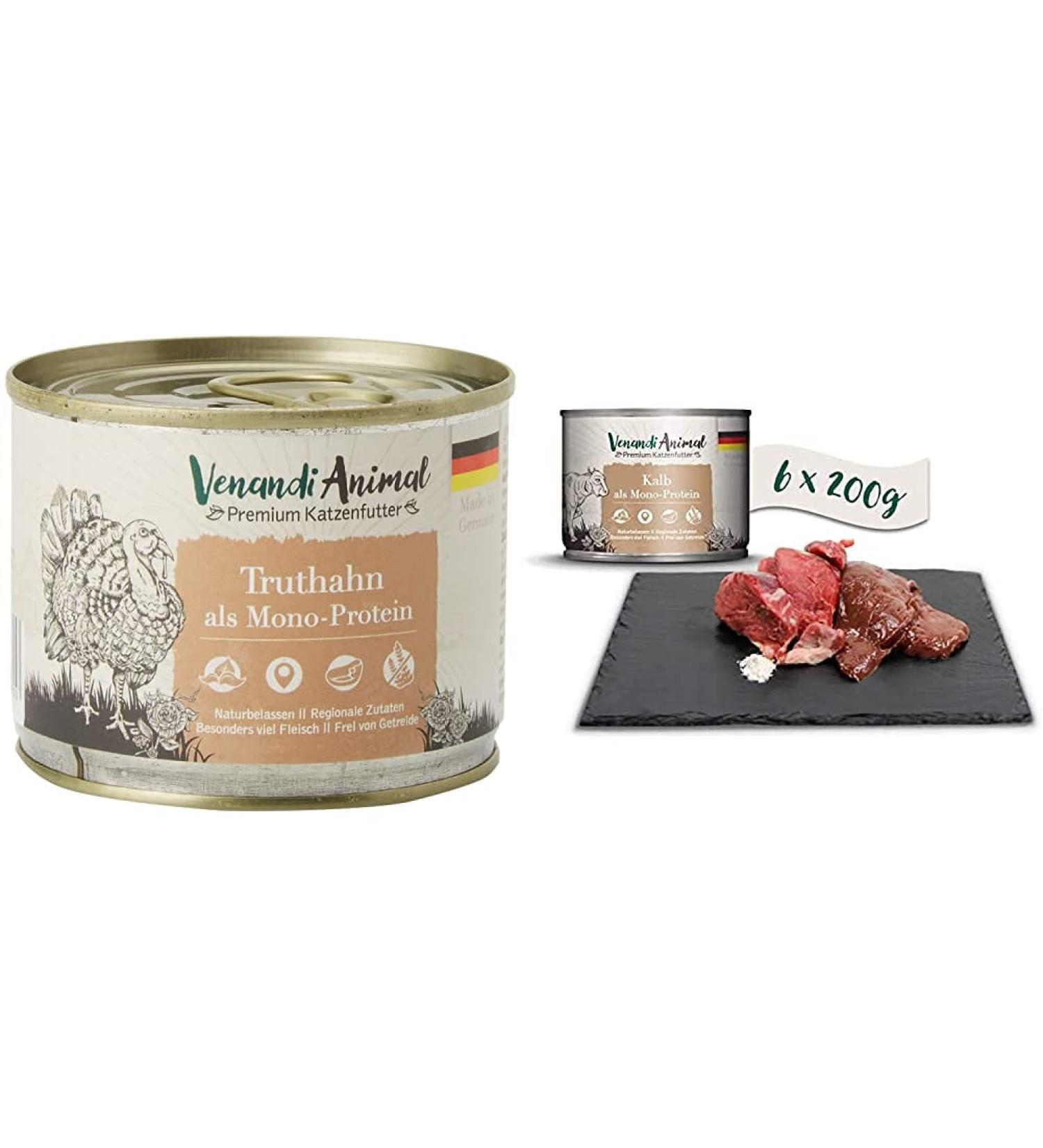 Venandi Animal Premium Wet Cat Food Bundle: Turkey & Veal Monoprotein (6 x 200g 1.2kg) - Healthy & Delicious International Shipping - Buy Online on SooperMarket.com