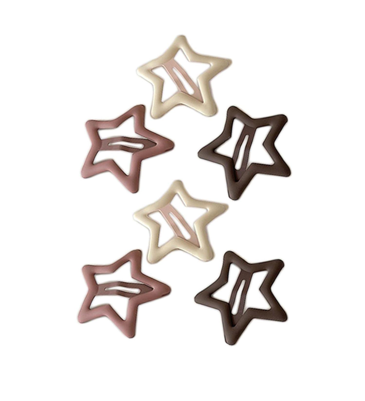 6pcs Multicolor Metal Snap Hair Clips - Matte Elegant Hair Barrettes for Anniversary & Casual Leisure | Star Design Hair Accessories - Buy Online on SooperMarket.com