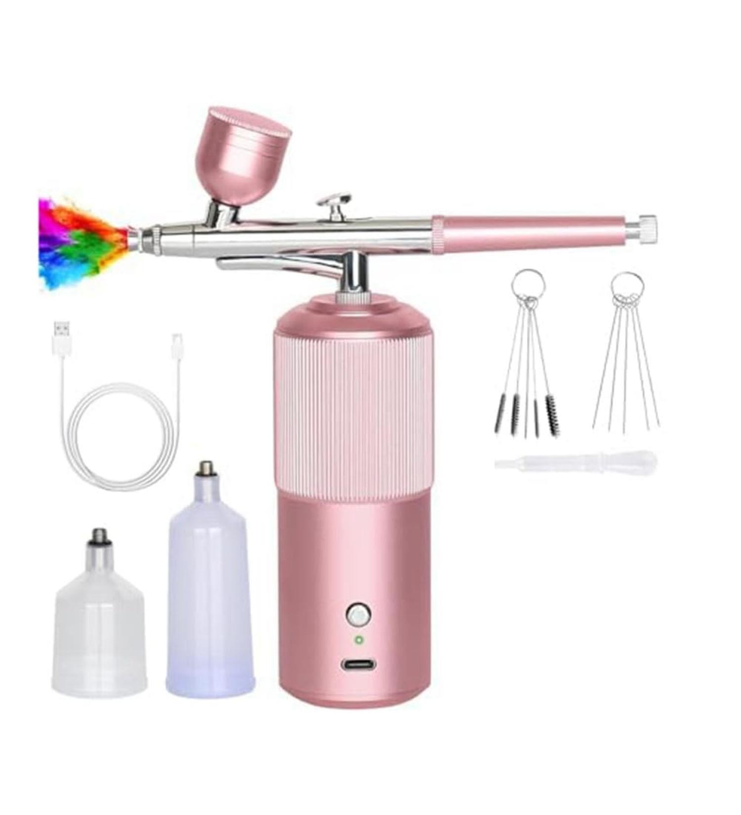 Closer Airbrush Set - Handheld Airbrush Compressor Pink Metal for Nail Art Cosmetics Cake Decorating - Buy Online on SooperMarket.com