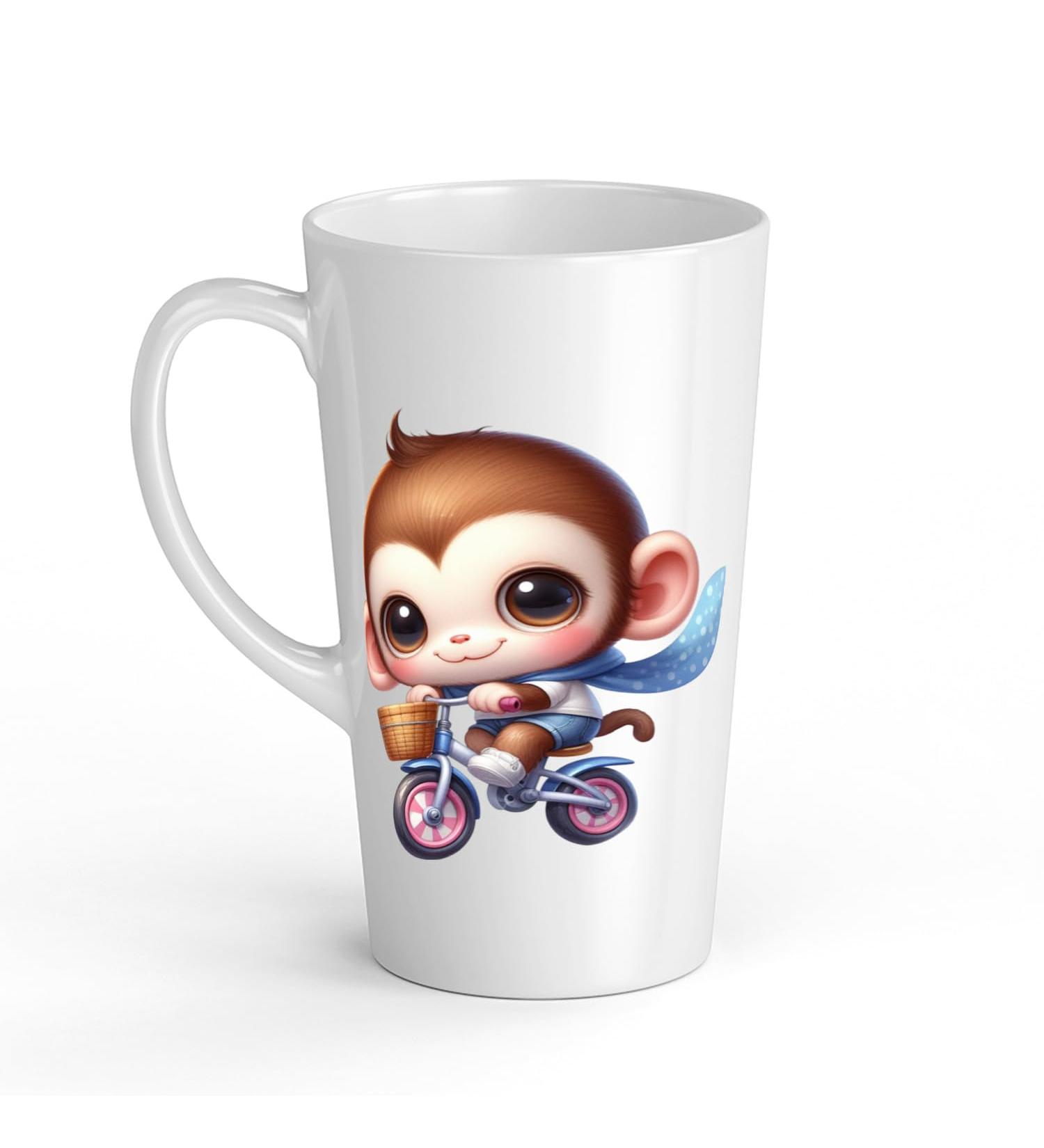 White Ceramic Baby Monkey Mug - Large 483 ml Perfect for Hot Chocolate or Milk Fun and Easy to Use