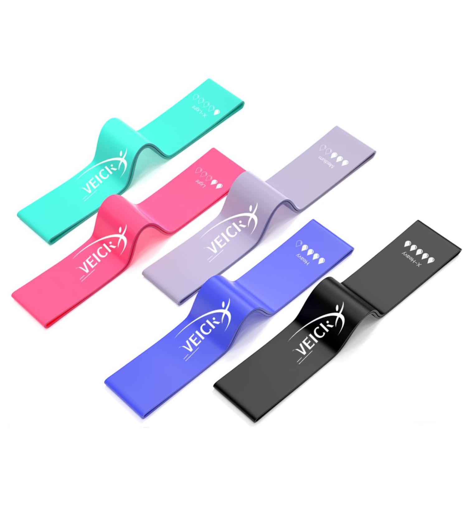 VEICK Resistance Loop Exercise Bands - Set of 5 Elastic Workout Bands for Home Fitness Strength Training & Stretching - Ideal for Men & Women - Buy Online on SooperMarket.com