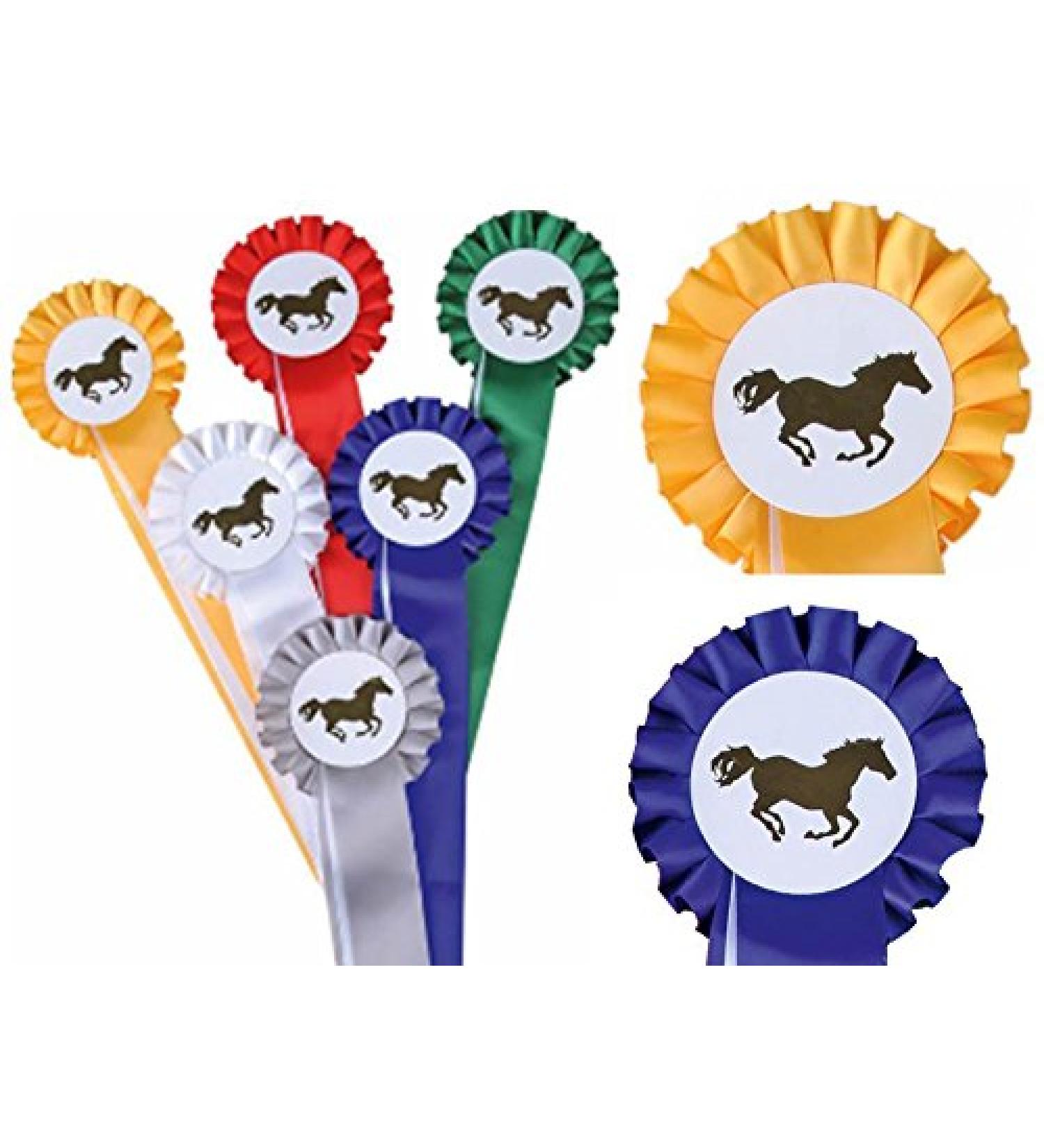 6247 HKM tournament ribbon -single rosette- 1 section ruffled gold / white