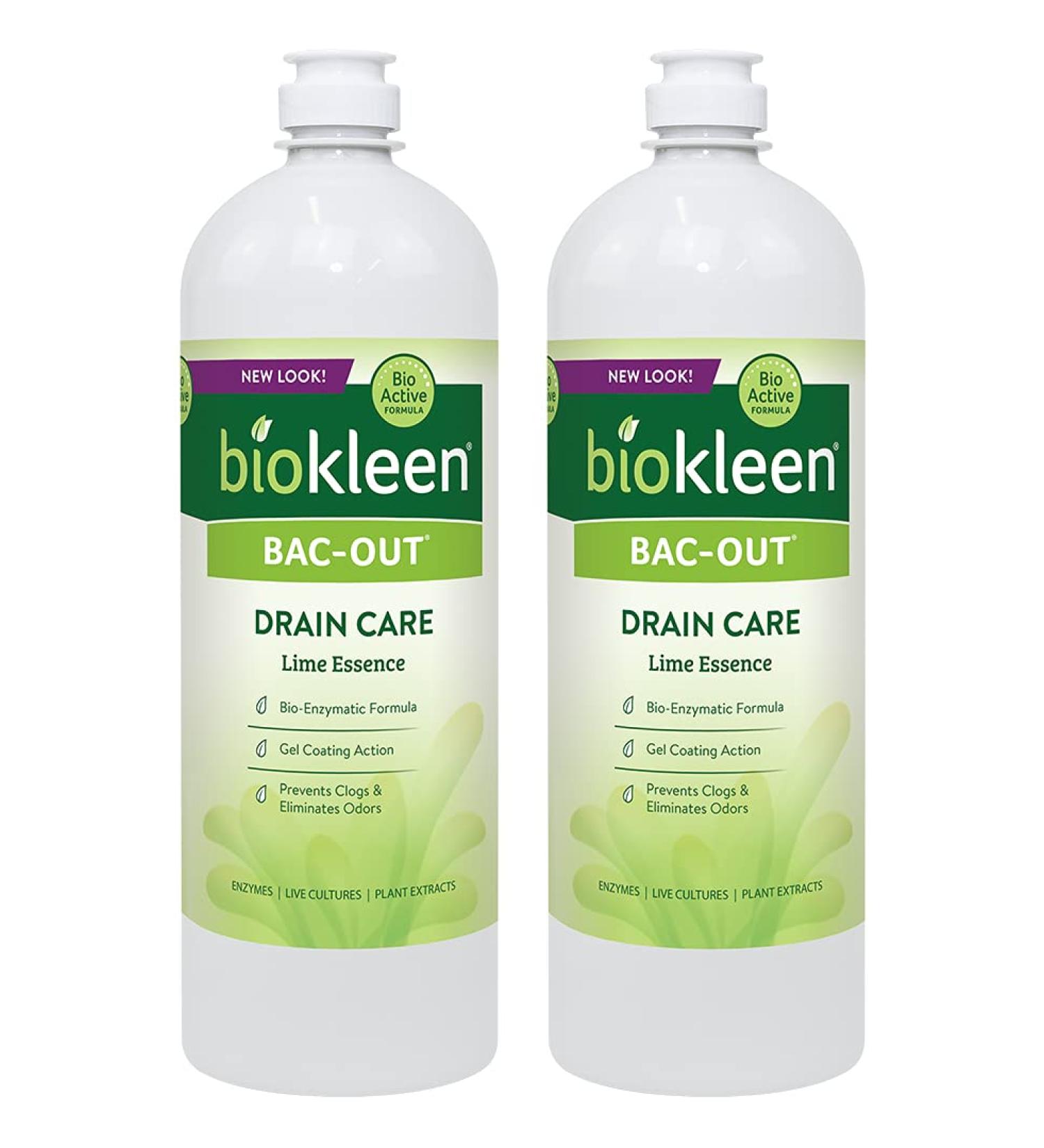 Biokleen Bac-Out Enzymatic Drain Cleaner 32oz (2 Pack) - Prevents Clogs, Eco-Friendly with Live Enzyme-Producing Cultures and Plant Extracts - Buy Online on SooperMarket.com