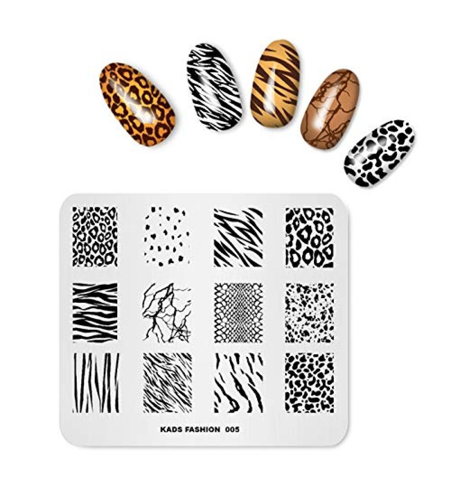Animal Print Nail Art Stamper Plate - Leopard, Tiger, Cow, Zebra Patterns - FA005 - Buy Online on SooperMarket.com