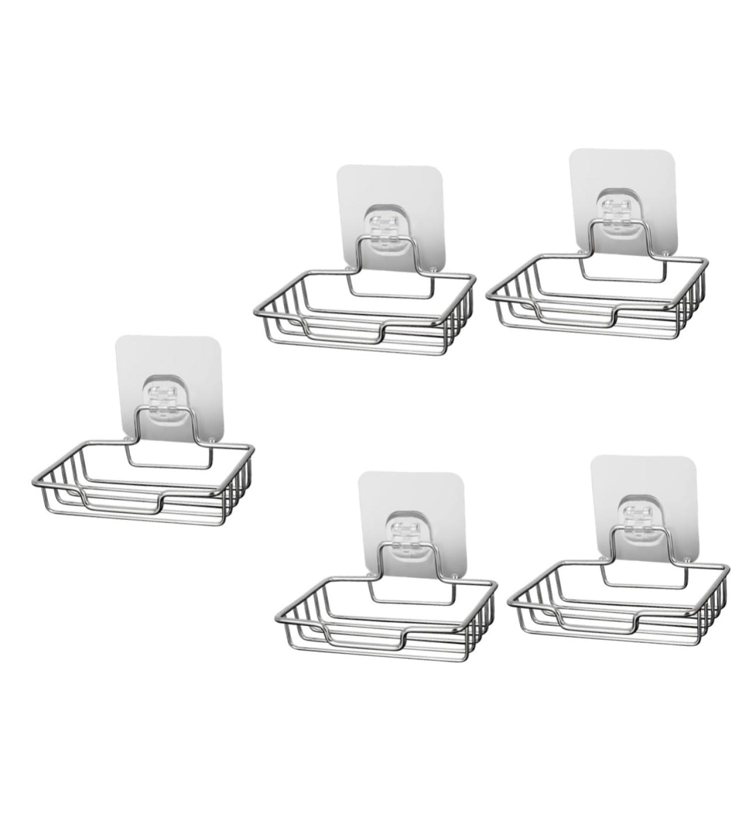 Amosfun 5pcs Stainless Steel Soap Holder Soap Holder for Shower Wall Soap Rack Stainless Steel Soap Wall-mount Holder Soap Bar Sink Drain Self-draining Soap Boxes Soap Dish Holder Square - Buy Online on SooperMarket.com
