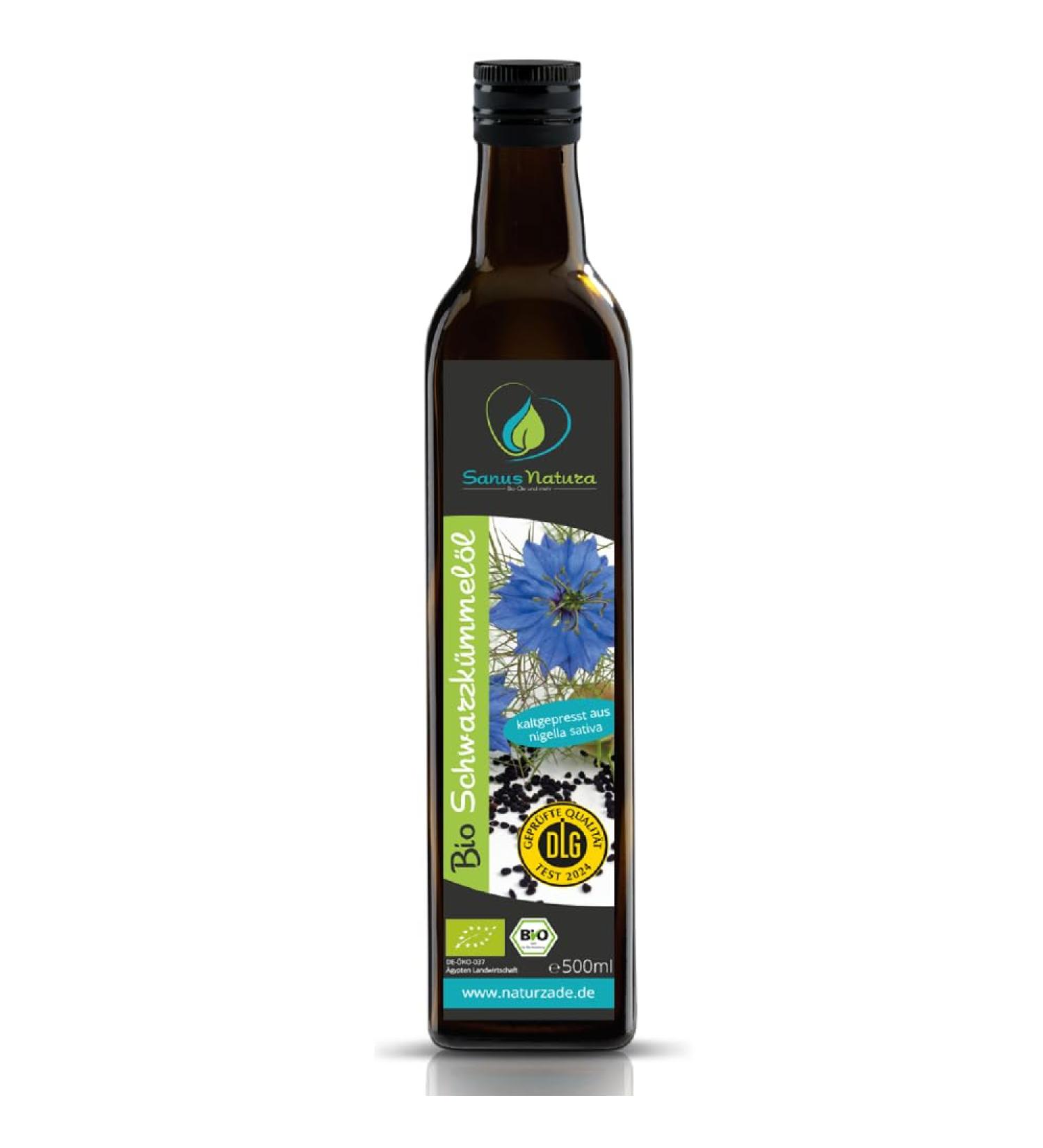 Sanus Natura Organic Black Cumin Oil 500ml - Unfiltered Cold-Pressed Freshly Milled Directly from Manufacturer - Buy Online on SooperMarket.com