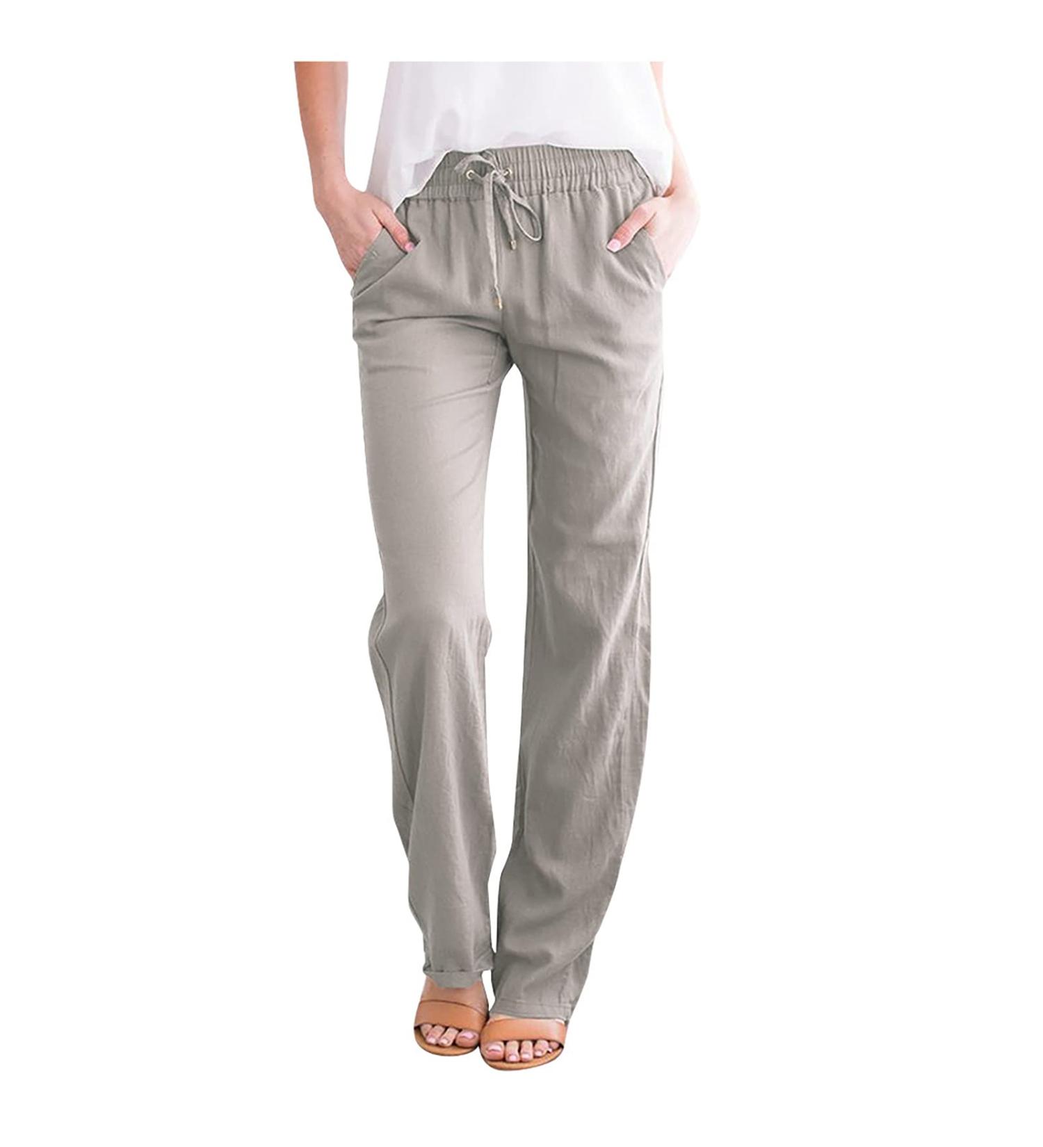 Wiyuqeen Spring Pants for Women - Trendy Straight Leg Trousers - Light Gray XX-Large - Buy Online on SooperMarket.com