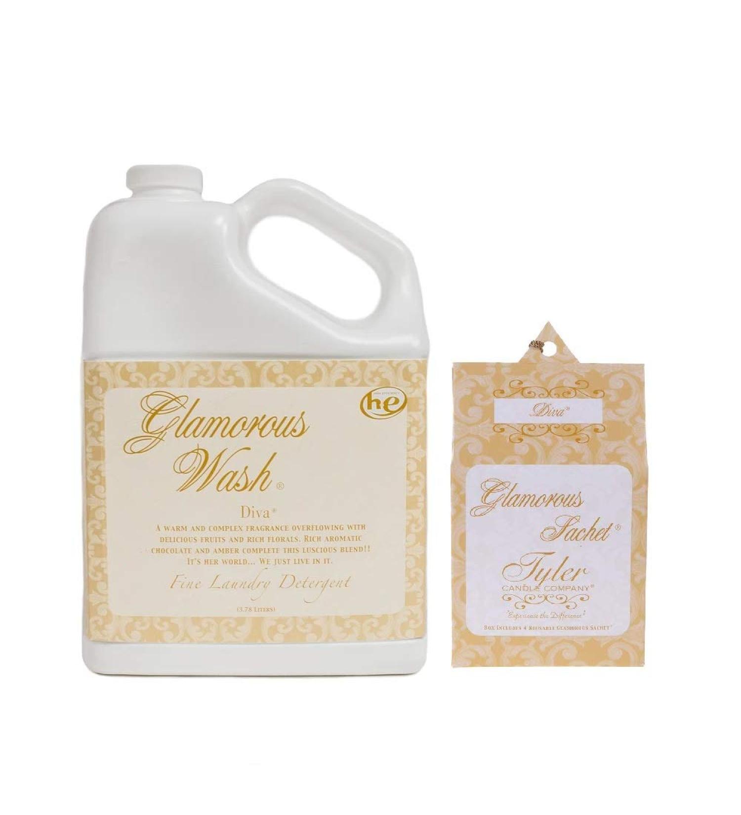 Tyler Candle Glamorous Wash Diva Laundry Detergent 128oz & Diva Sachets Bundle - Premium Scented Laundry Care for a Luxurious Clean - Buy Online on SooperMarket.com