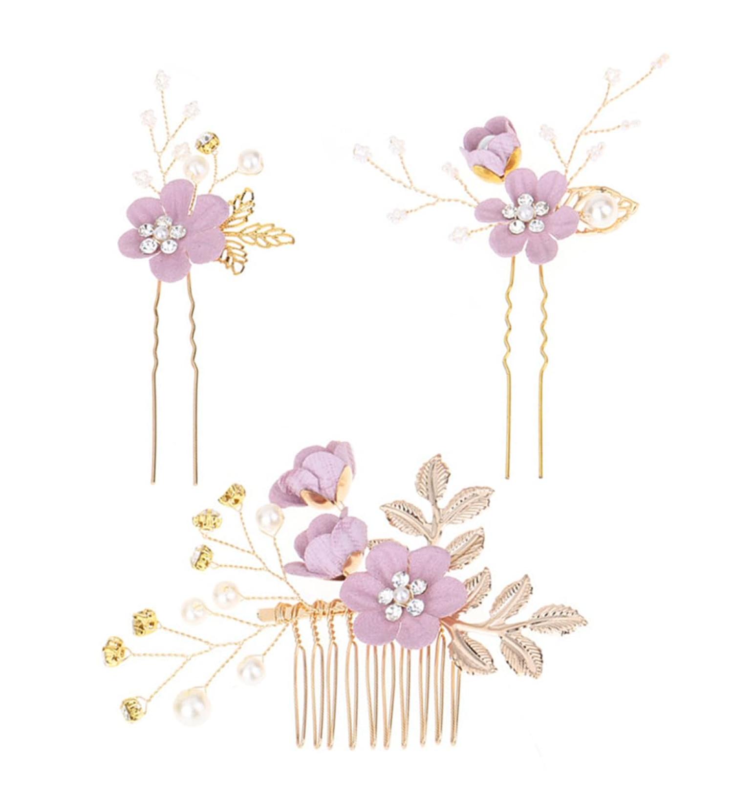 EIHI 3 Pieces Rose Accessory Cheveux Mariage Bijoux Cheveux Pince Cheveux Mariage Bijoux Cheveux Mariage Bijoux de Cheveux pour Femme A - Buy Online on SooperMarket.com