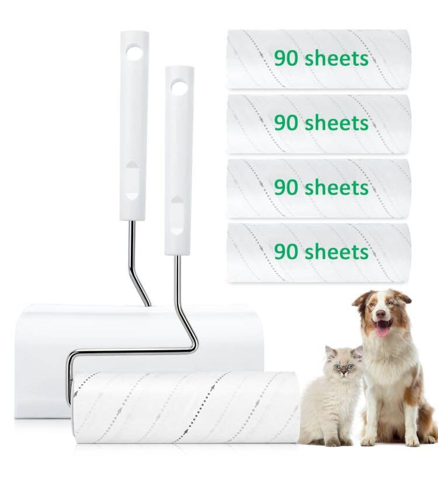 ONLYESH 360 Leaves Foot Roll - 16cm Lint Roller for Cat Hair Sofa Bed & Carpet | 4 Rolls 90 Sheets Each - Perfect for Pet Owners! - Buy Online on SooperMarket.com