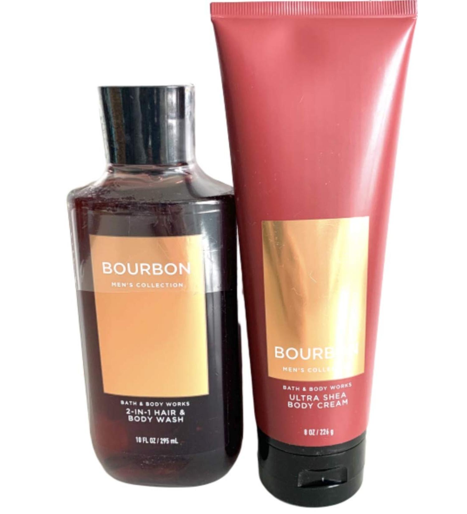 Bath and Body Works Men's Collection Ultra Shea Body Cream & 2 in 1 Hair and Body Wash BOURBON.