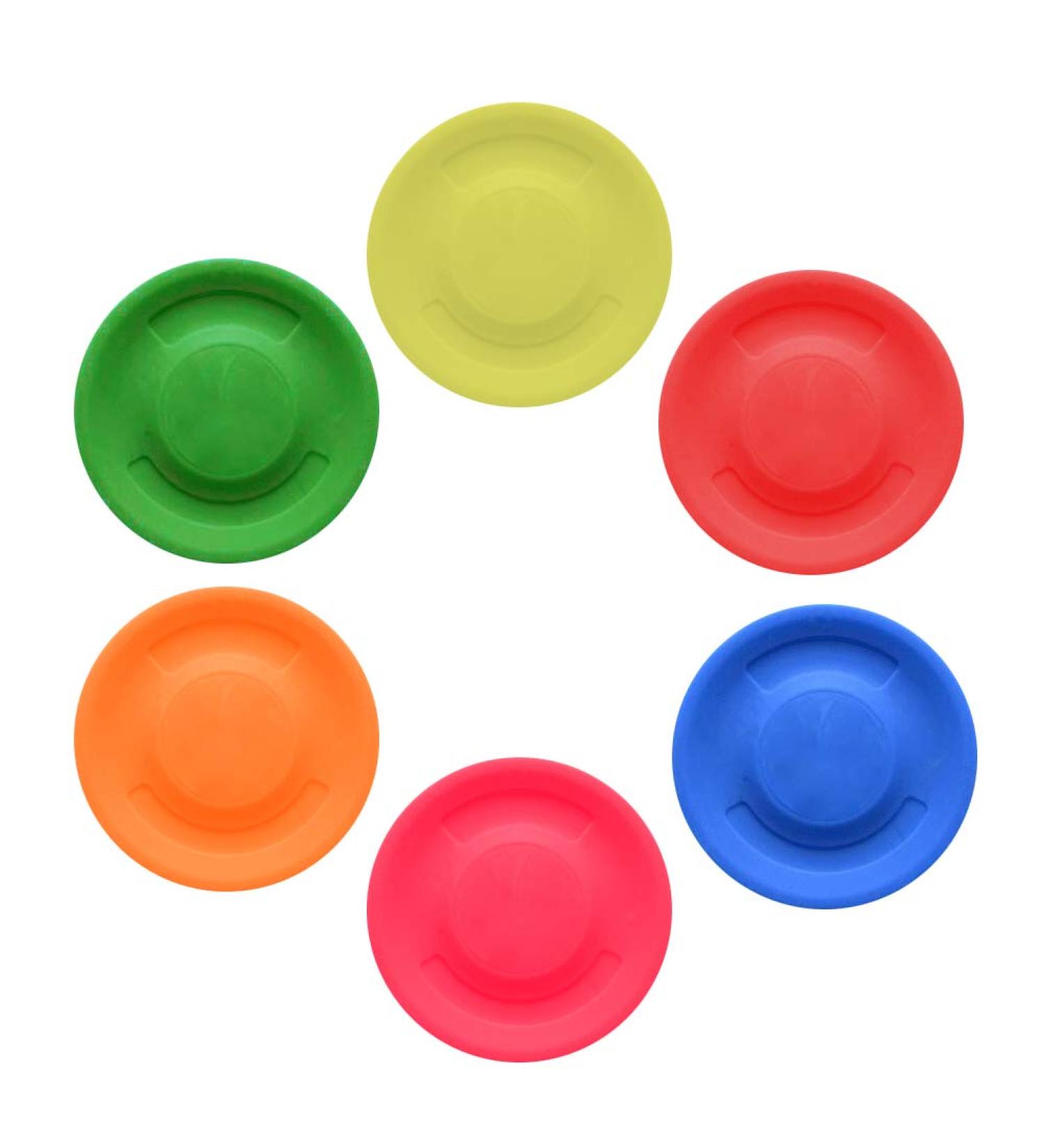 Juhonnz Mini Frisbee 6 Pack - Colorful Silicone Flying Discs for Kids Adults & Dogs - Flies Over 60 Meters | Perfect for Outdoor Games - Buy Online on SooperMarket.com