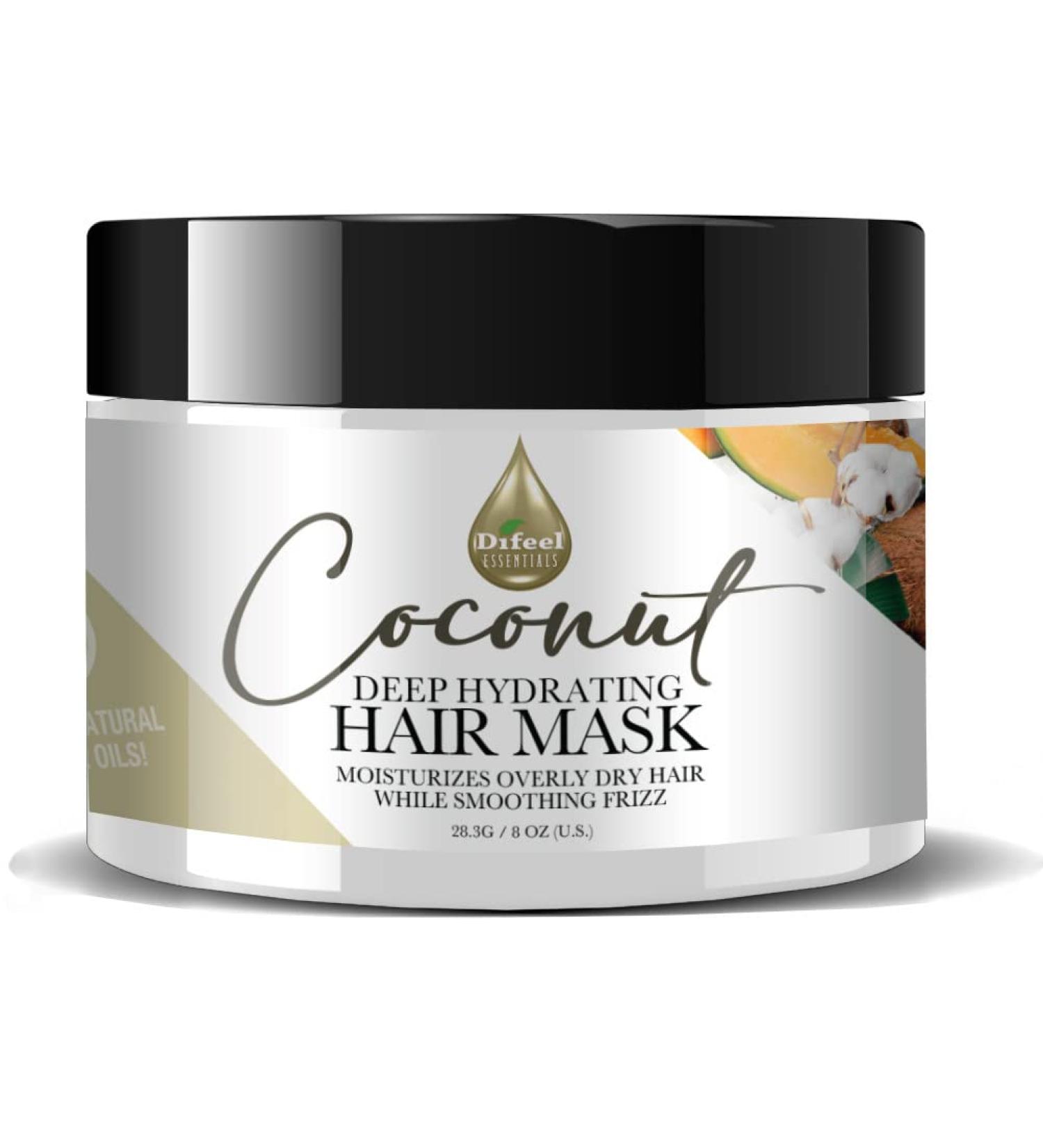 Difeel Essentials Hydrating Coconut Hair Mask 8 oz | Deep Moisturizer for Dry Hair Reduces Frizz 100% Natural Oils - International Shipping Available - Buy Online on SooperMarket.com