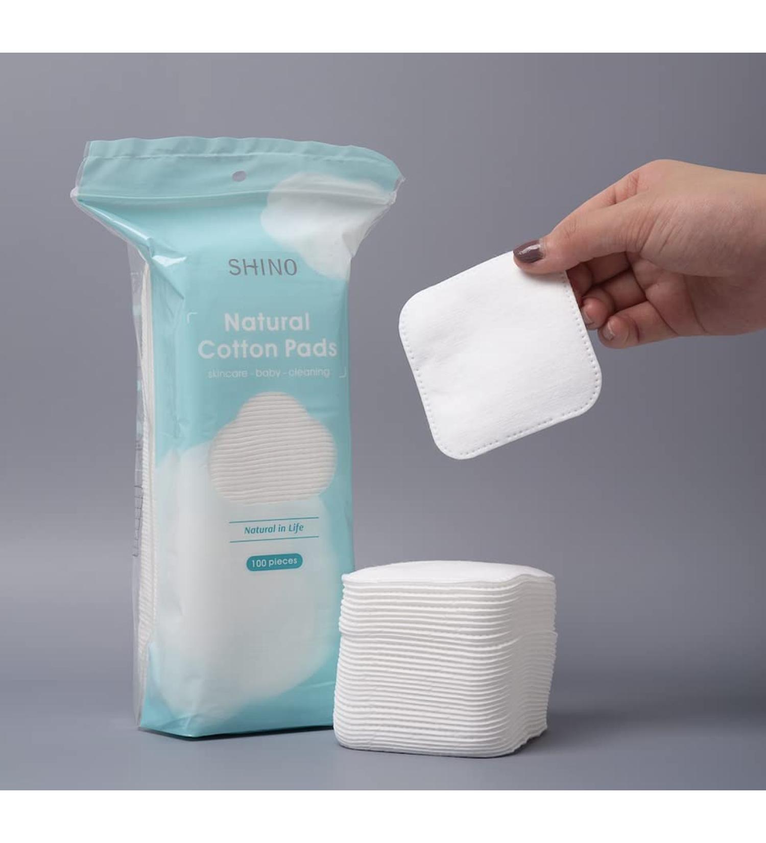 SHINO Natural Square Cotton Pads 100 Ps - Biodegradable Makeup Remover Pads for Sensitive Skin | Beauty, Personal Care, Baby Care & Daily Cosmetics - Buy Online on SooperMarket.com