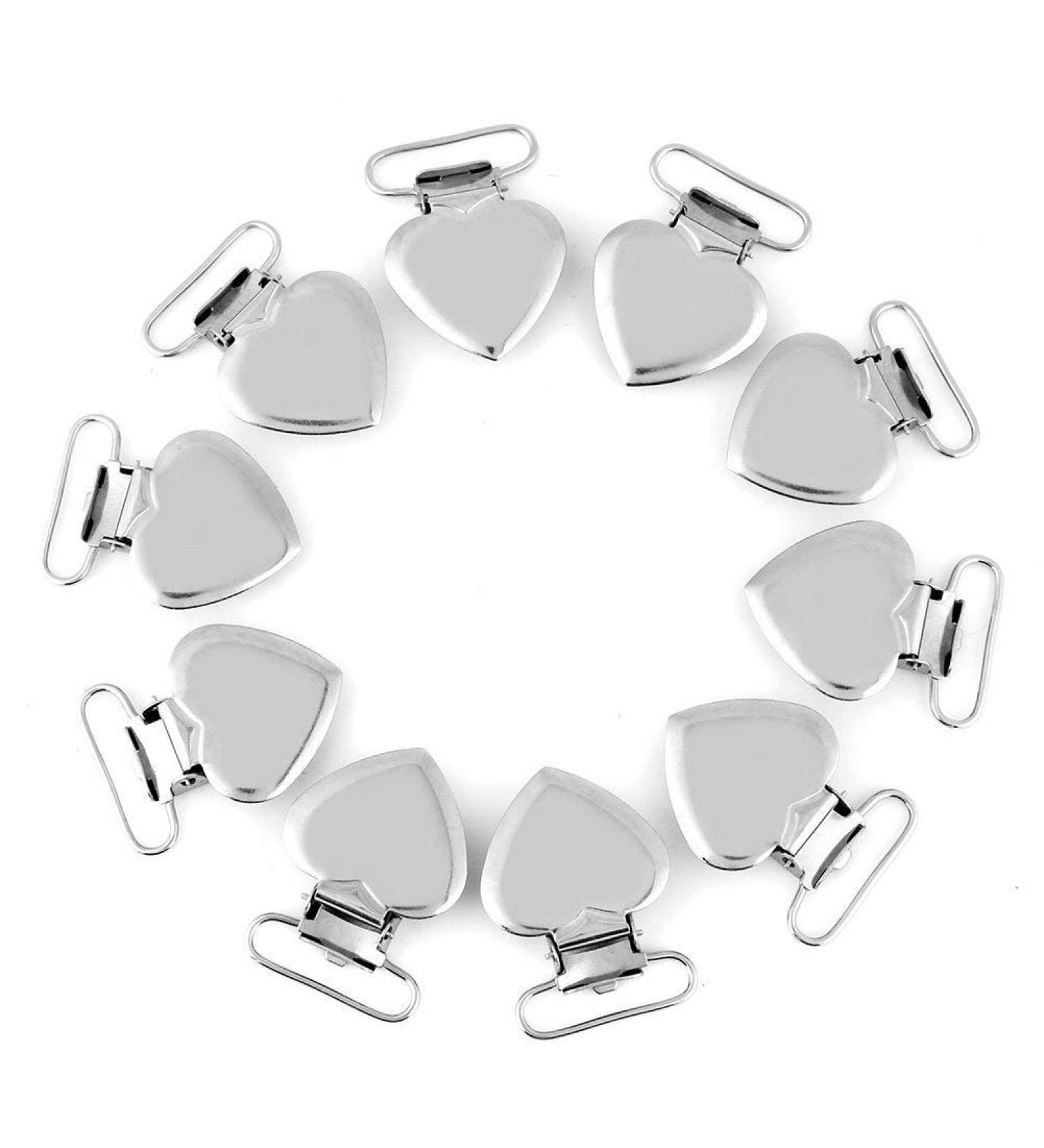 10Pcs Heart Shaped Pacifier Clips - Metal Suspender Clips for DIY Toy Holder & Pacifier Strap Holder - Buy Online on SooperMarket.com
