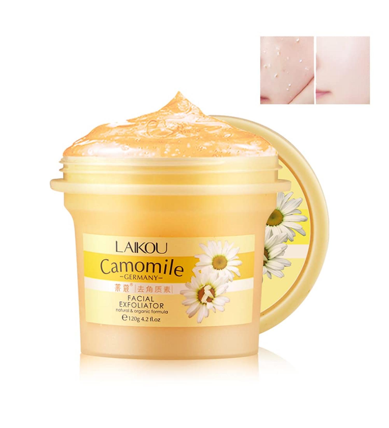 Camomile Face Exfoliator Gel Scrub Gentle Body & Facial Peeling for Deep Pore Cleansing | Smooth & Tender Skin - Buy Online on SooperMarket.com