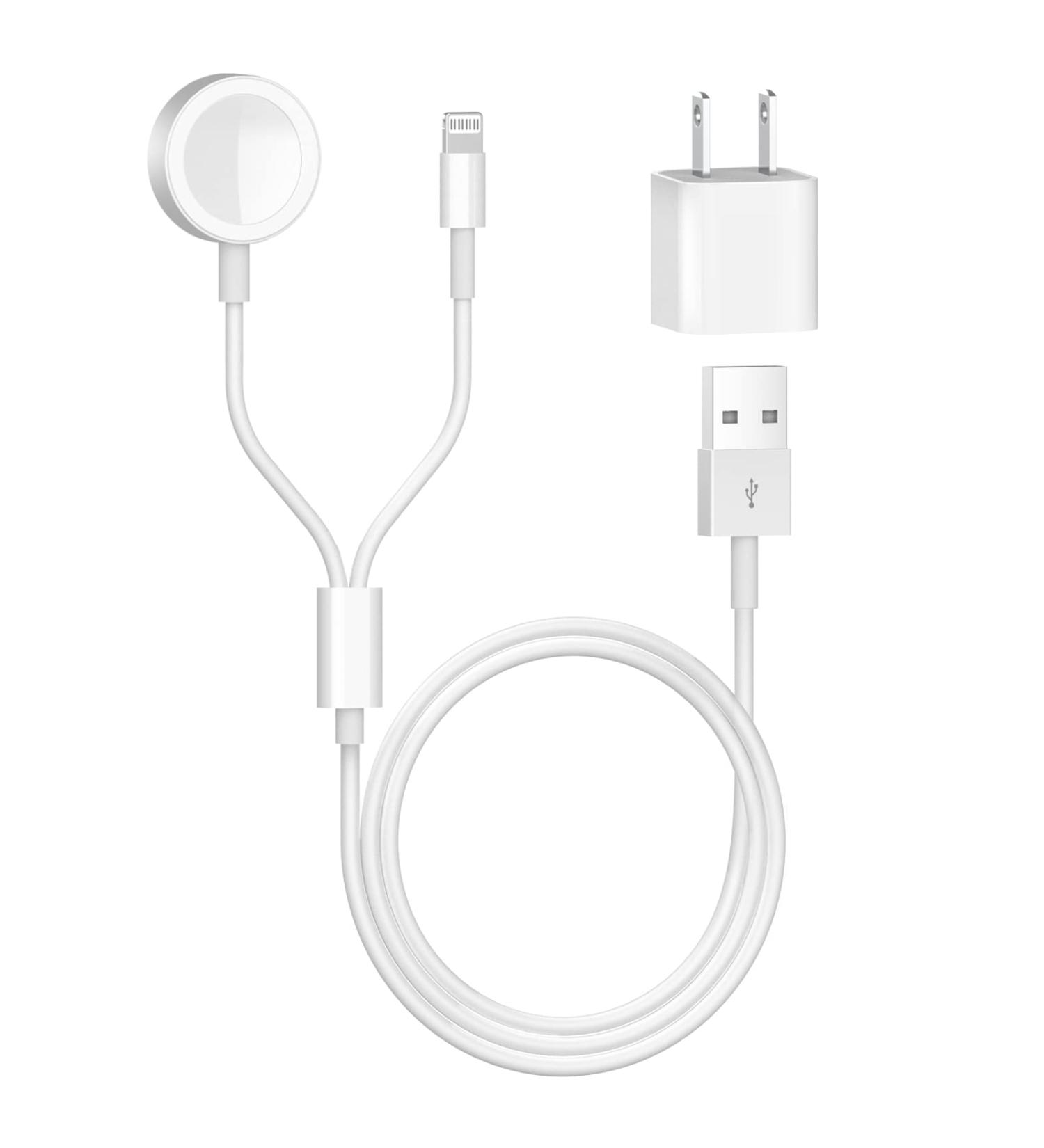 Apple MFi Certified 2 in 1 iPhone & Watch Charger - Magnetic iWatch Charging Cable with USB Wall Charger - Compatible with Apple Watch Series & iPhone 14/13/12/Pro/Max/XR/X - 6.6 FT - Buy Online on SooperMarket.com