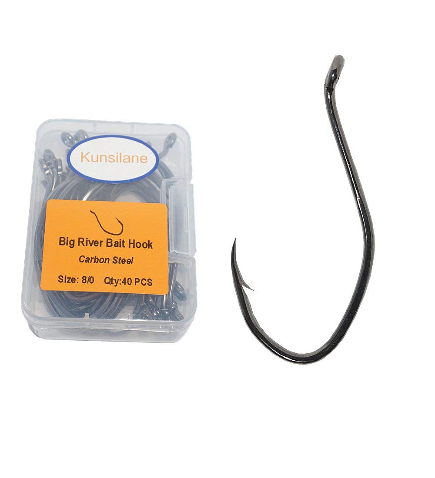 Big River Catfish Hooks: 40pcs Black Nickel 8/0 High Carbon Steel Fishing Hook Set - Buy Online on SooperMarket.com