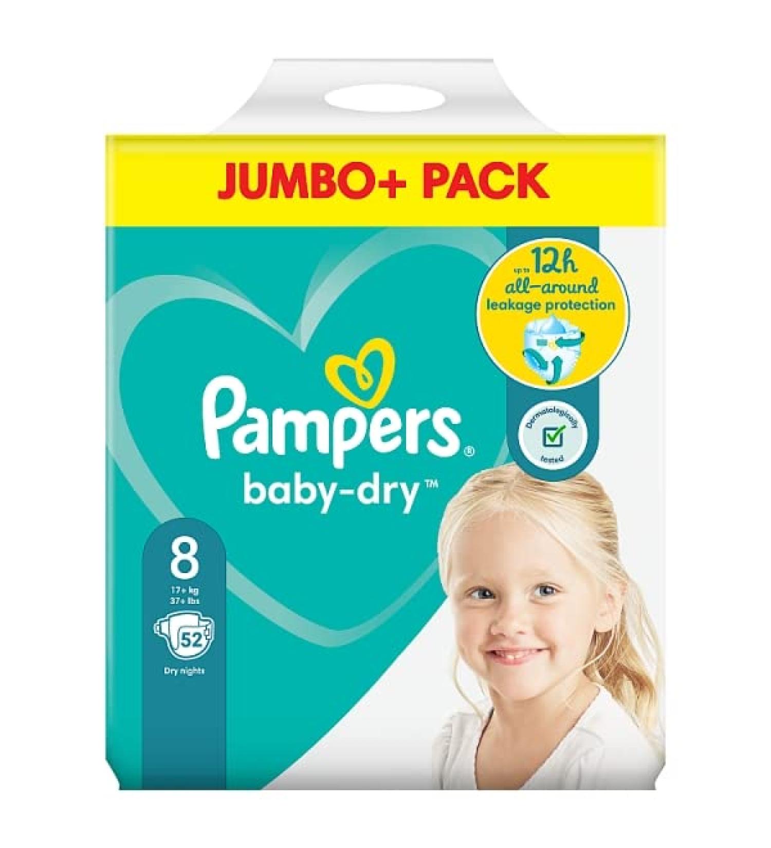 Pampers Size 8 Baby Jumbo Dry + 52 pieces