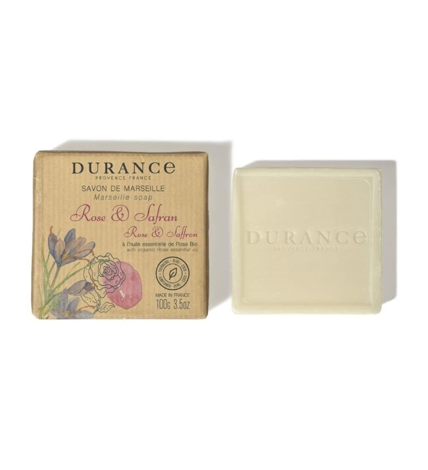 Durance Solid Marseille Soap With Organic Rose Essential Oil 100g Enriched With Olive Oil & Red Rice Extract Paraben-Free Solid Soap For All Skin Types - Buy Online on SooperMarket.com