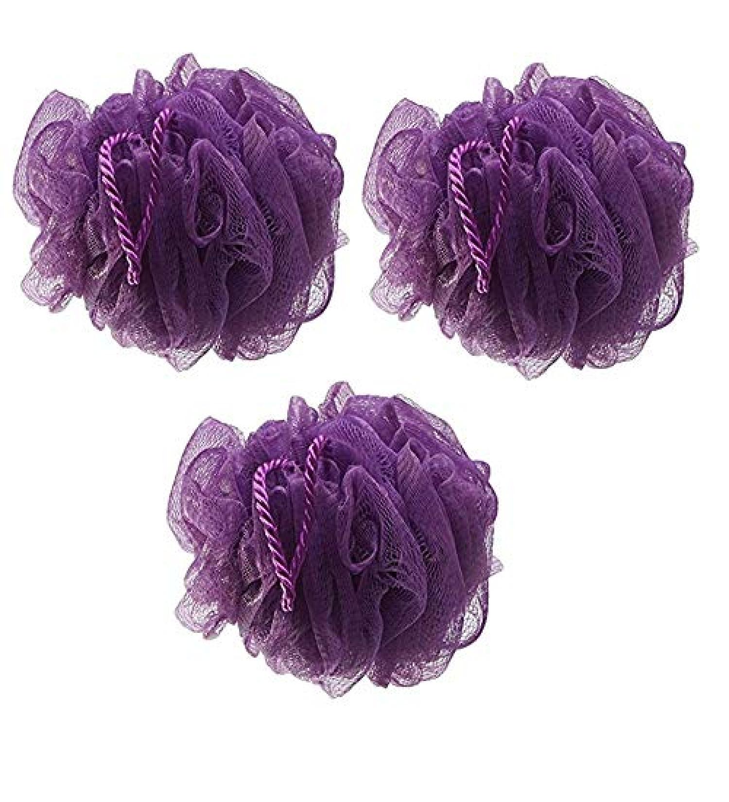 Planet 007 Bath Shower Loofahs Mesh Pouf Sponge Set - Purple (3 Pack) - Buy Online on SooperMarket.com