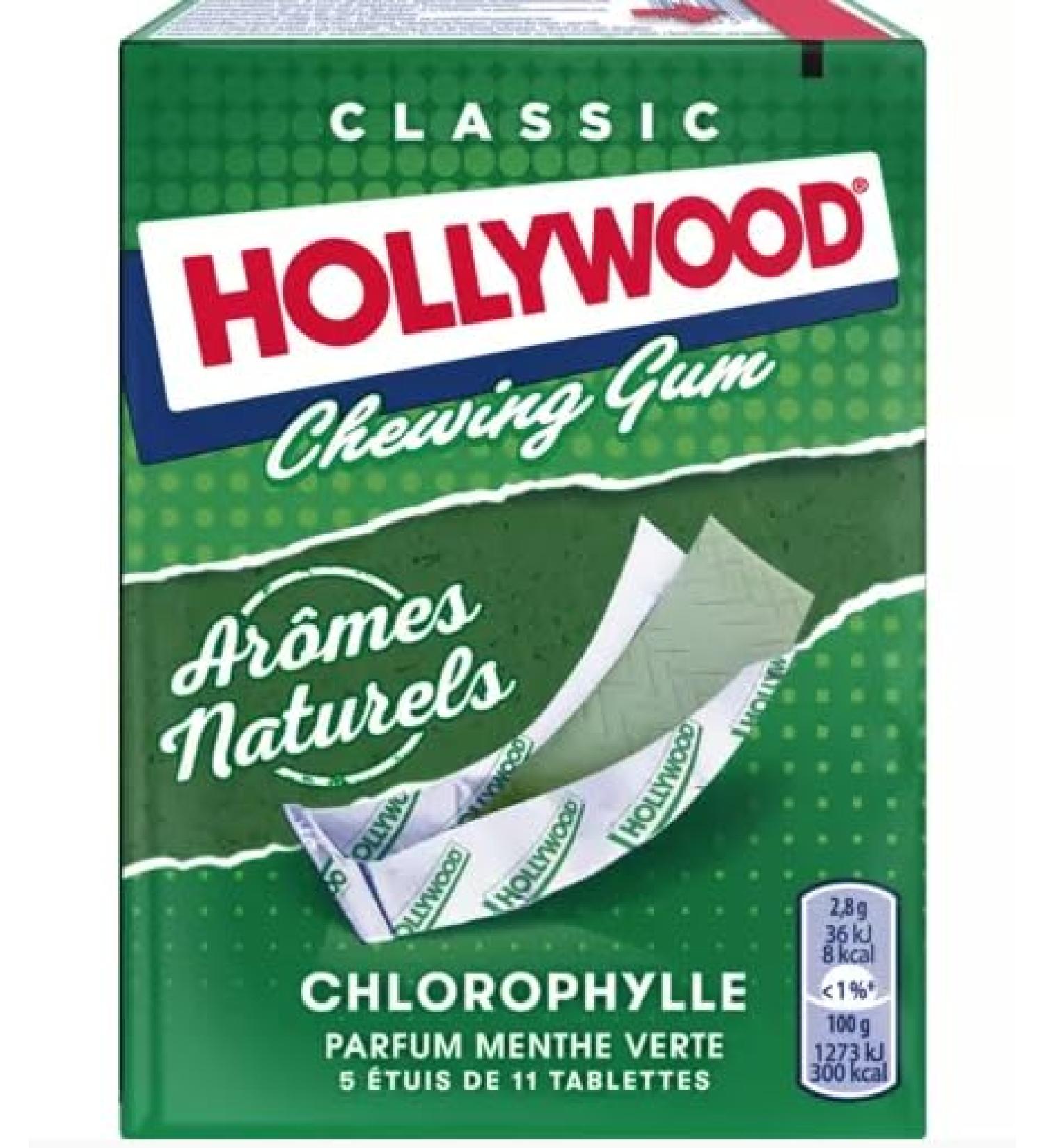 Hollywood mint chewing gum x55 tablettes 155g - Pack of 3